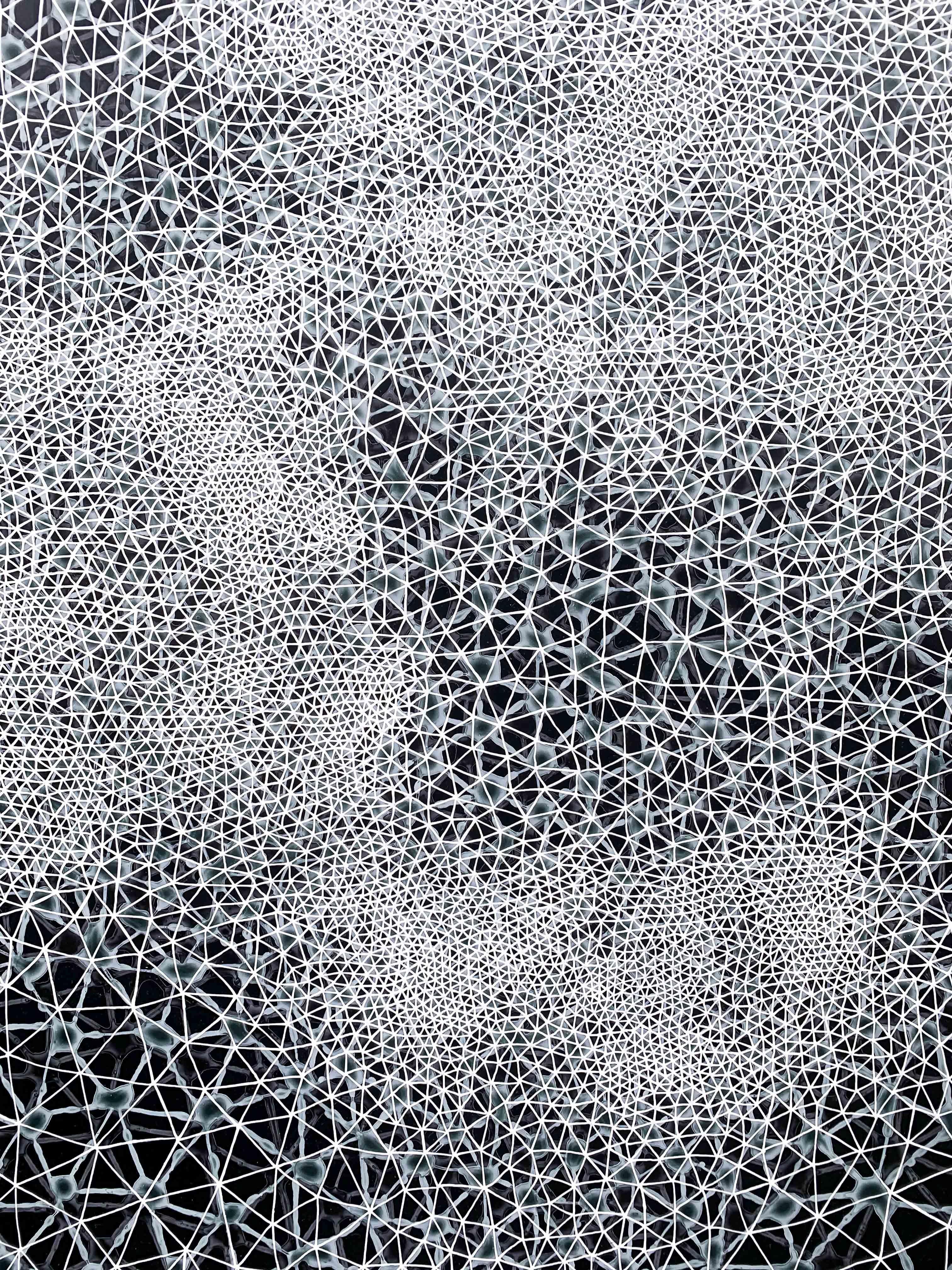 Coherencia - díptico abstracto geométrico en blanco y negro - Abstract Painting Gris de Hadley Radt
