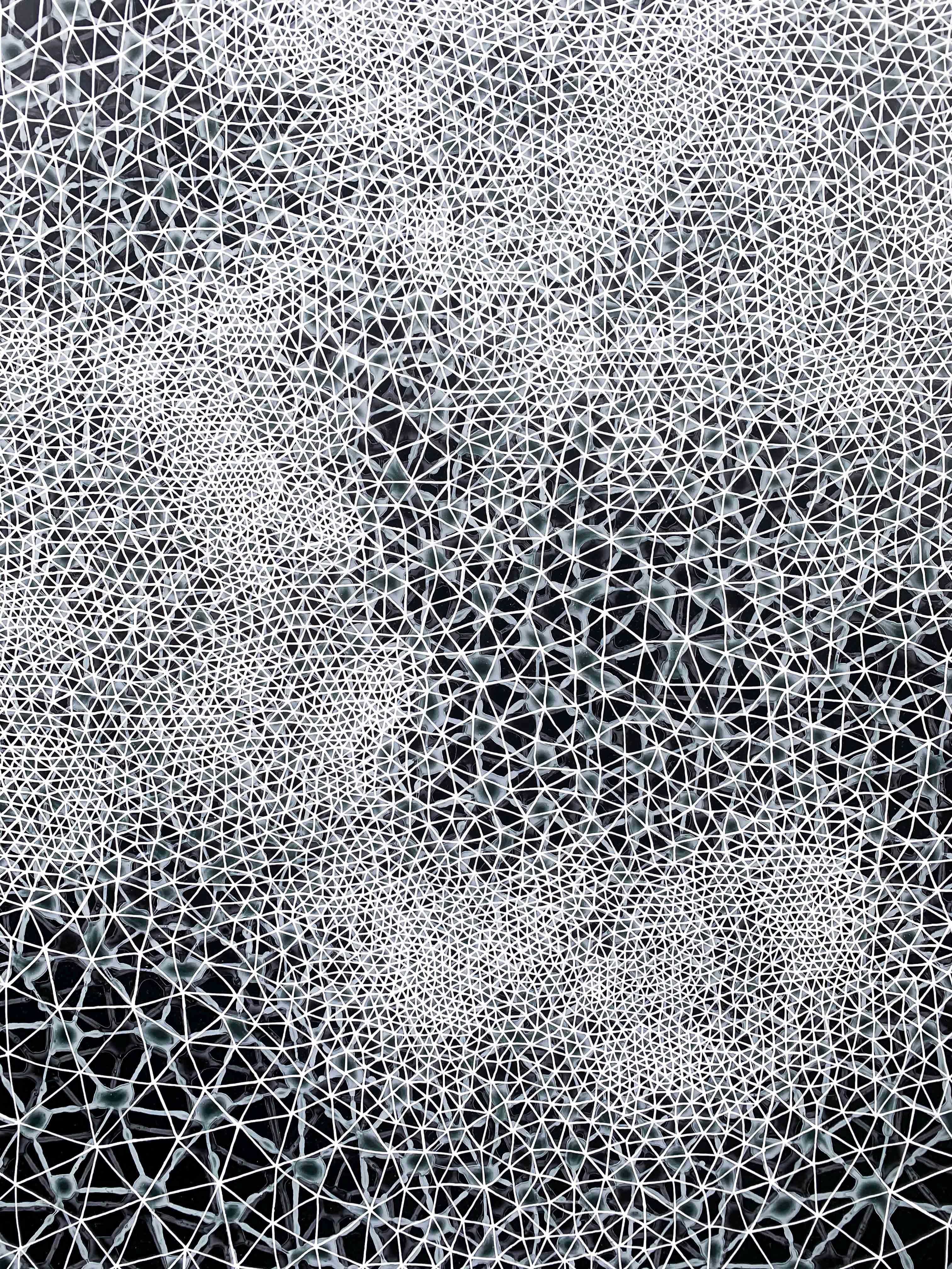 Cohérence - peinture abstraite géométrique diptyque en noir et blanc - Gris Abstract Painting par Hadley Radt