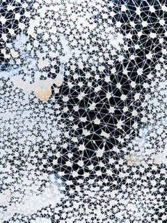 Pattern Seeker- dipinto geometrico astratto blu bianco nero