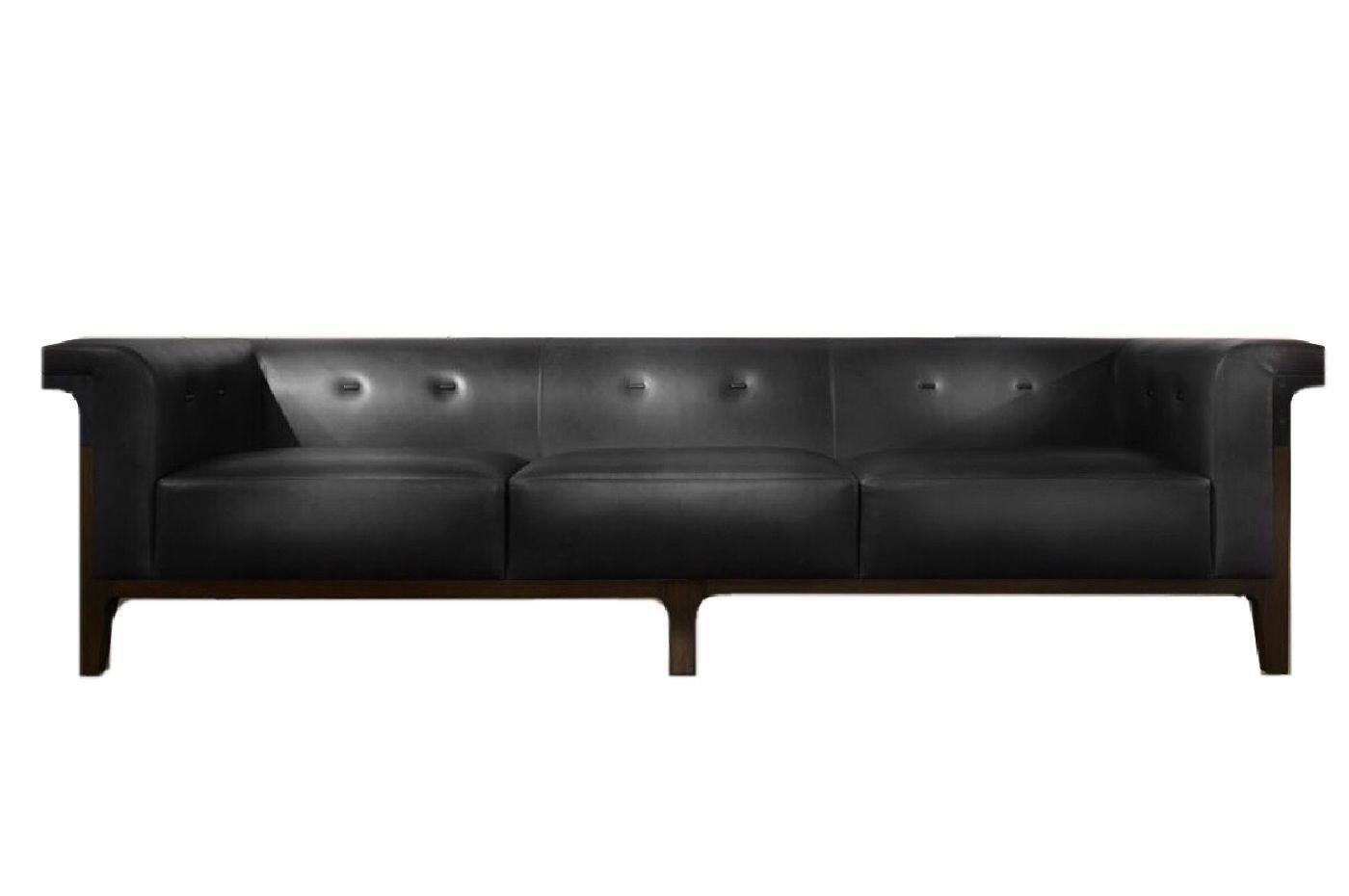 European Hadrian Leather Sofa by Jean-Michel Wilmotte for Holly Hunt, 2010, French Gray