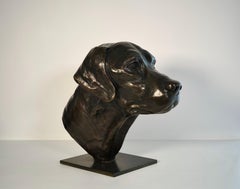 Tête de chien labrador - Sculpture en bronze d'A David