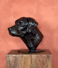 Tête de chien labrador - Sculpture en bronze d'A David