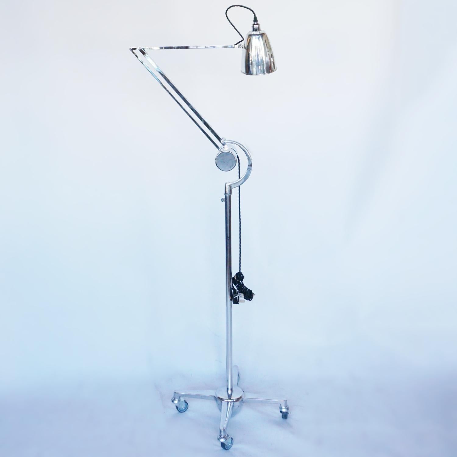 English Hadrill & Horstmann Counterpoise Trolley Lamp Circa 1950 For Sale