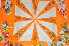 Hadson "Red & Tangerine Bursting Floral Border" Silk Scarf