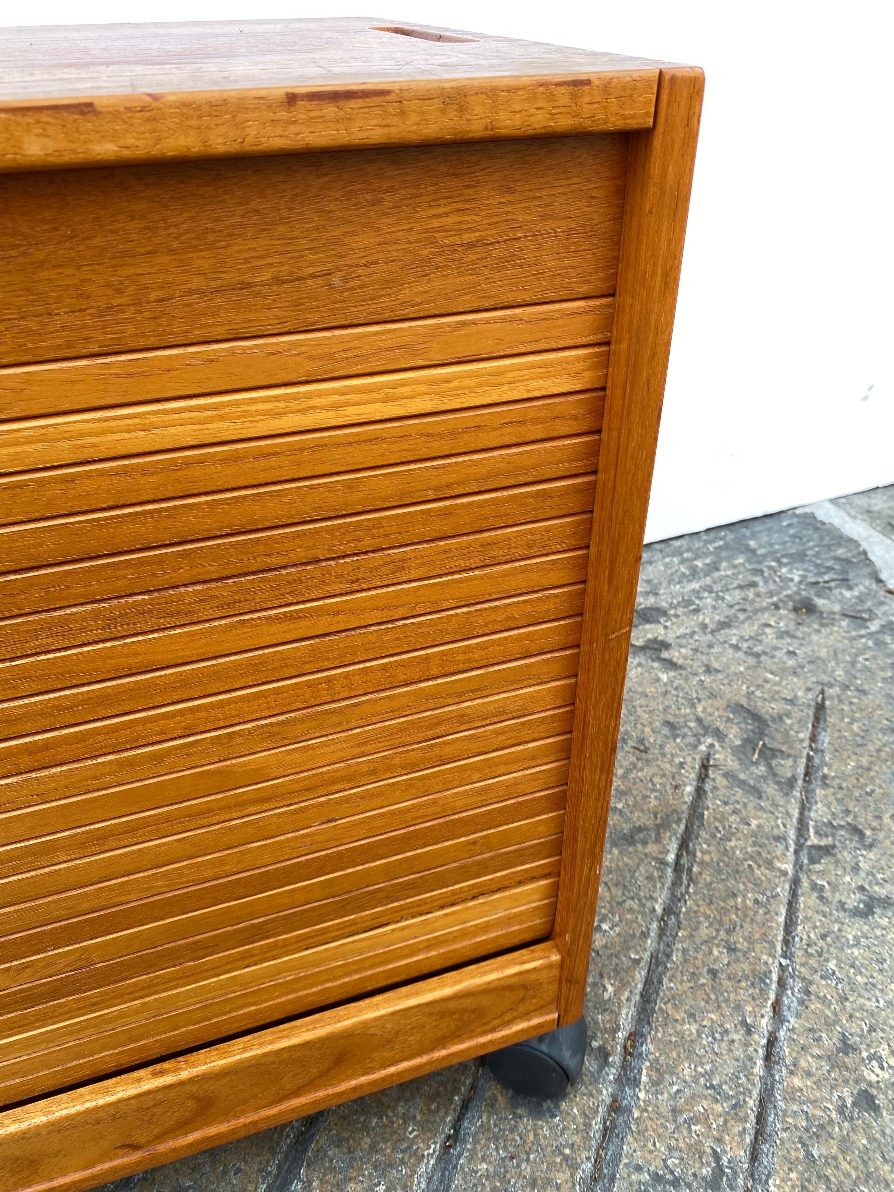 Late 20th Century Hadsten Rolling Solid Teak File Caninet