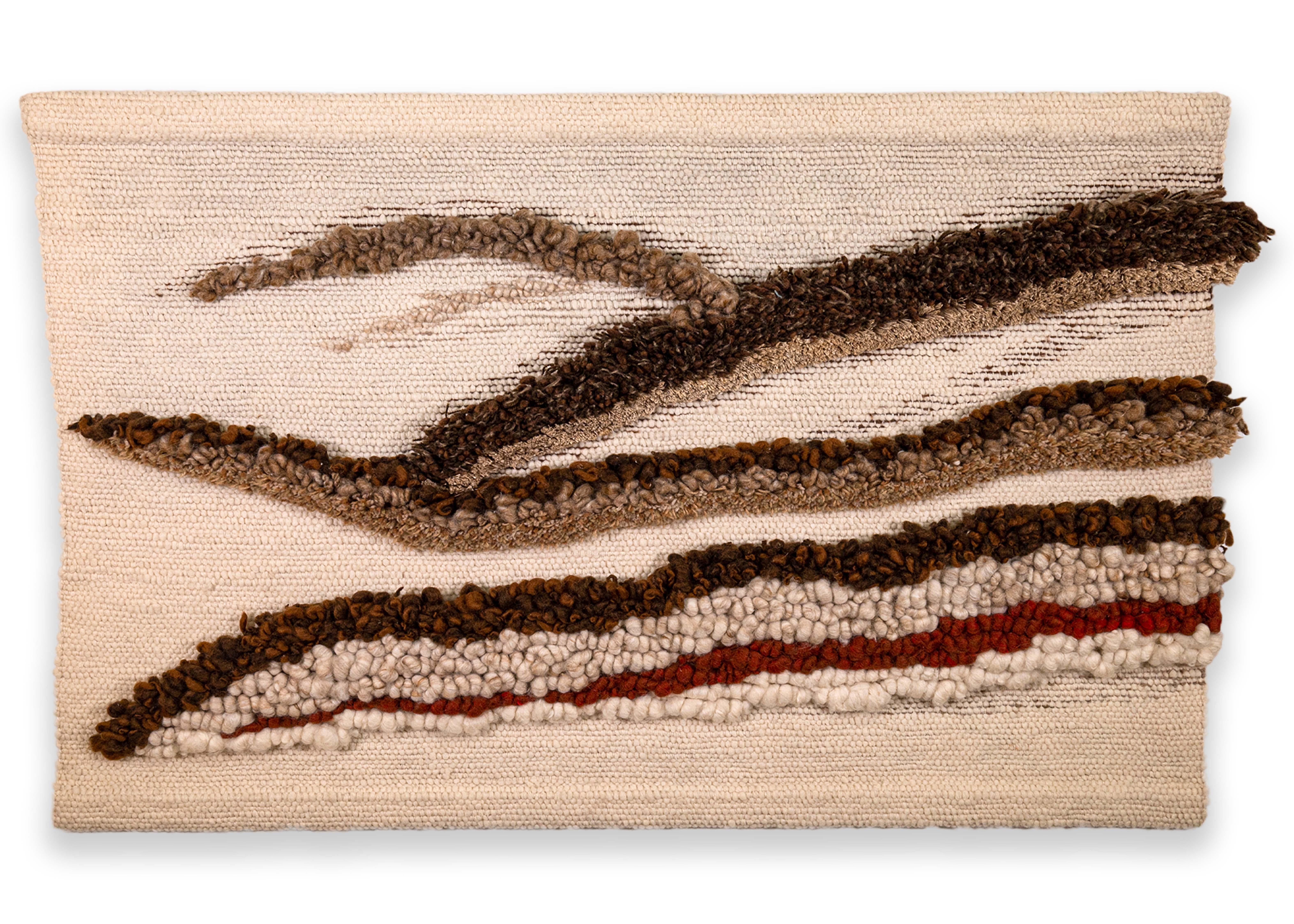 Hadwiga Steckler Mid Century Modern Hand Woven 2 Piece Fiber Wall Art Tapestry 1