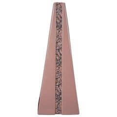 Haegar Pottery Art Deco Style Pink Ceramic Pyramid Mantel Vase Urn Marbled