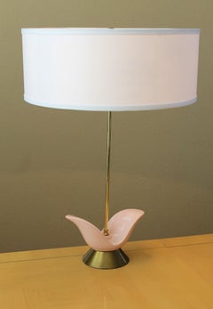 Haeger 1950s Abstract Pink Pottery Mid Century Modern Atomic Table Lamp