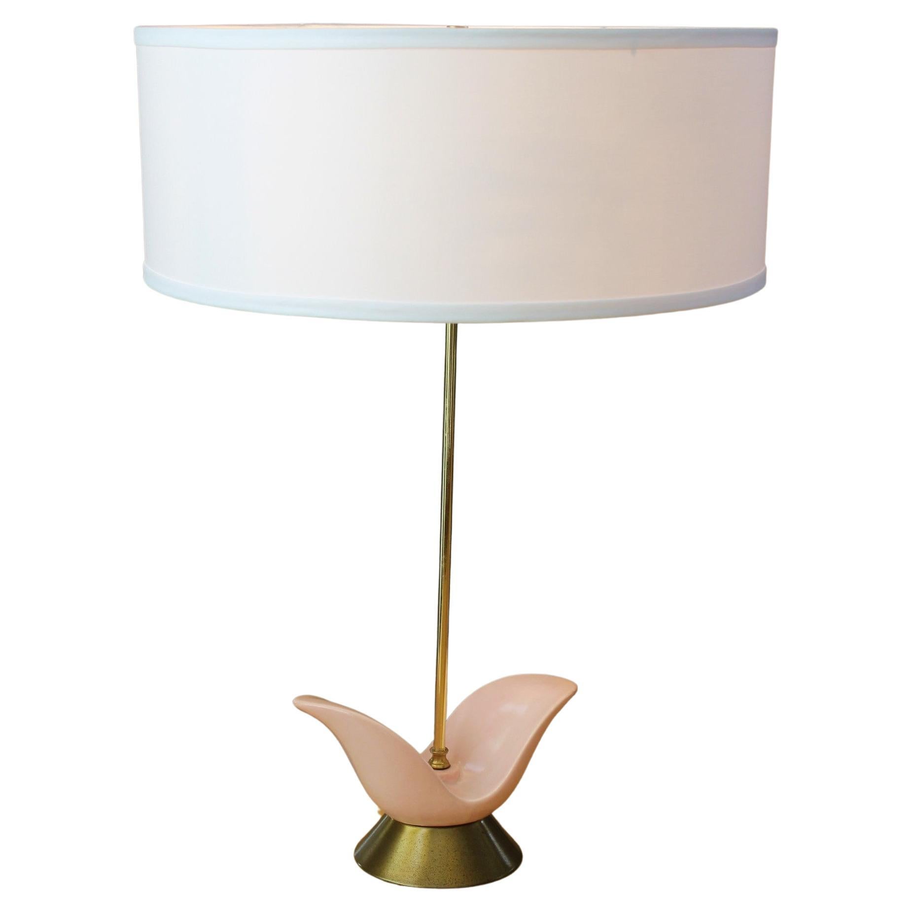 Haeger 1950s Abstract Pink Pottery Mid Century Modern Atomic Table Lamp
