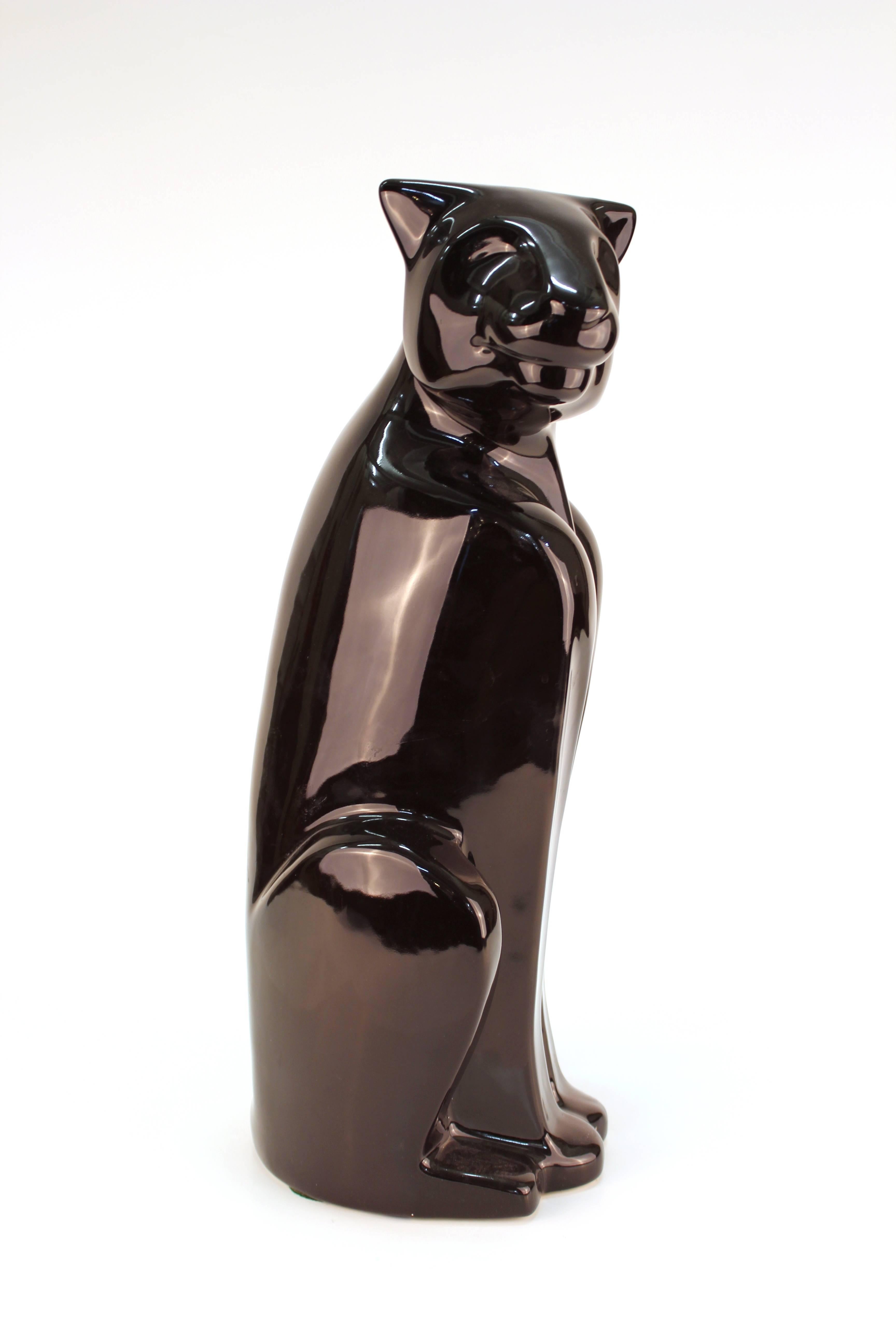 Américain Panthère noire en céramique de style Art déco Haeger