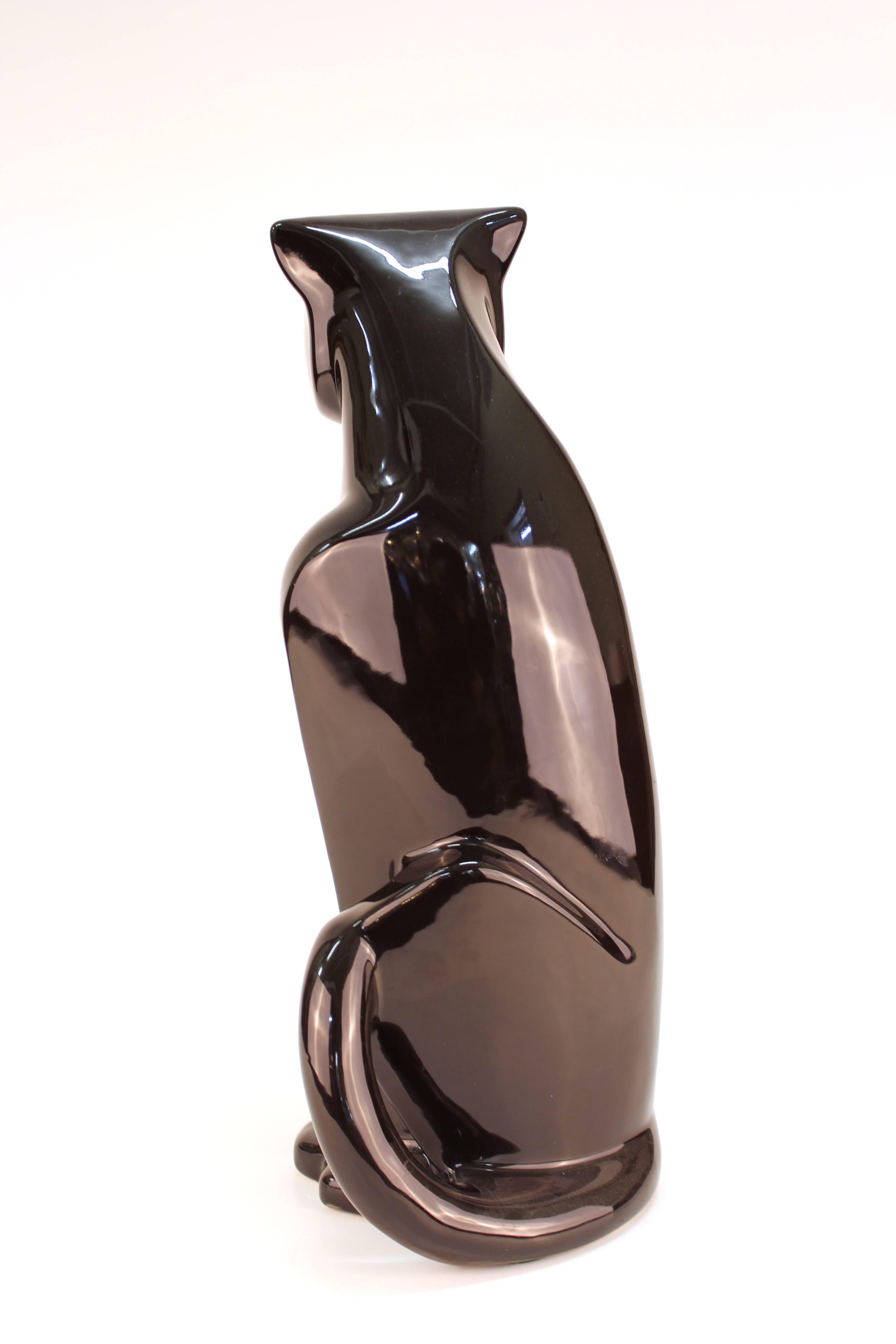 Céramique Panthère noire en céramique de style Art déco Haeger