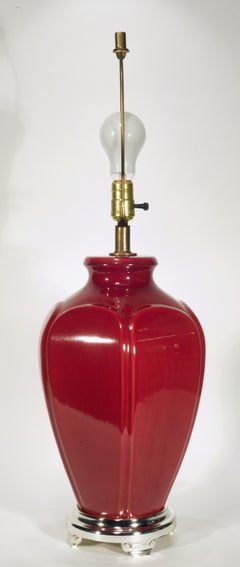 Haeger Burgundy Oxblood Red Ceramic Large Urn Table Lamp