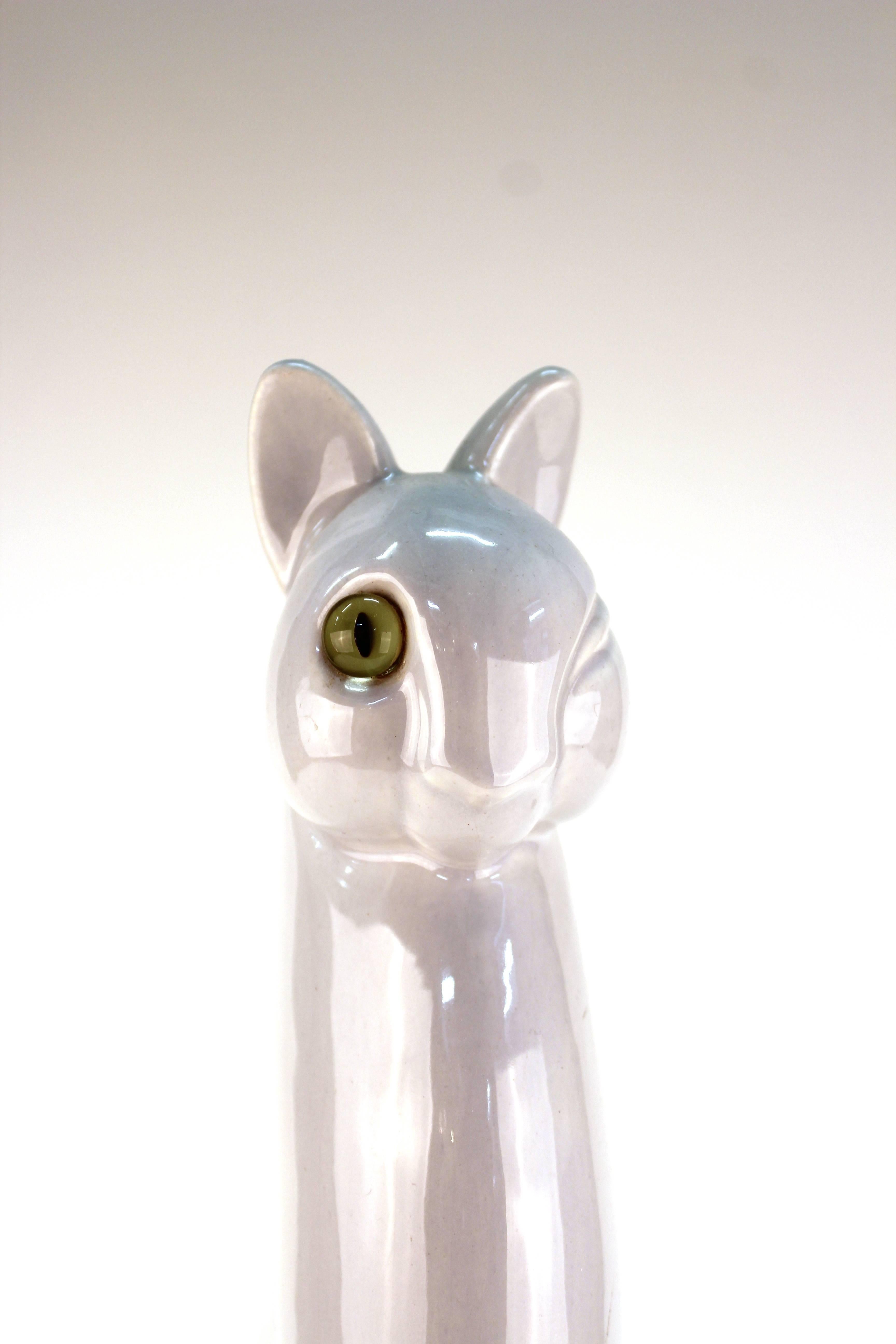 Haeger Ceramic Cat with Glass Eye In Good Condition In New York, NY