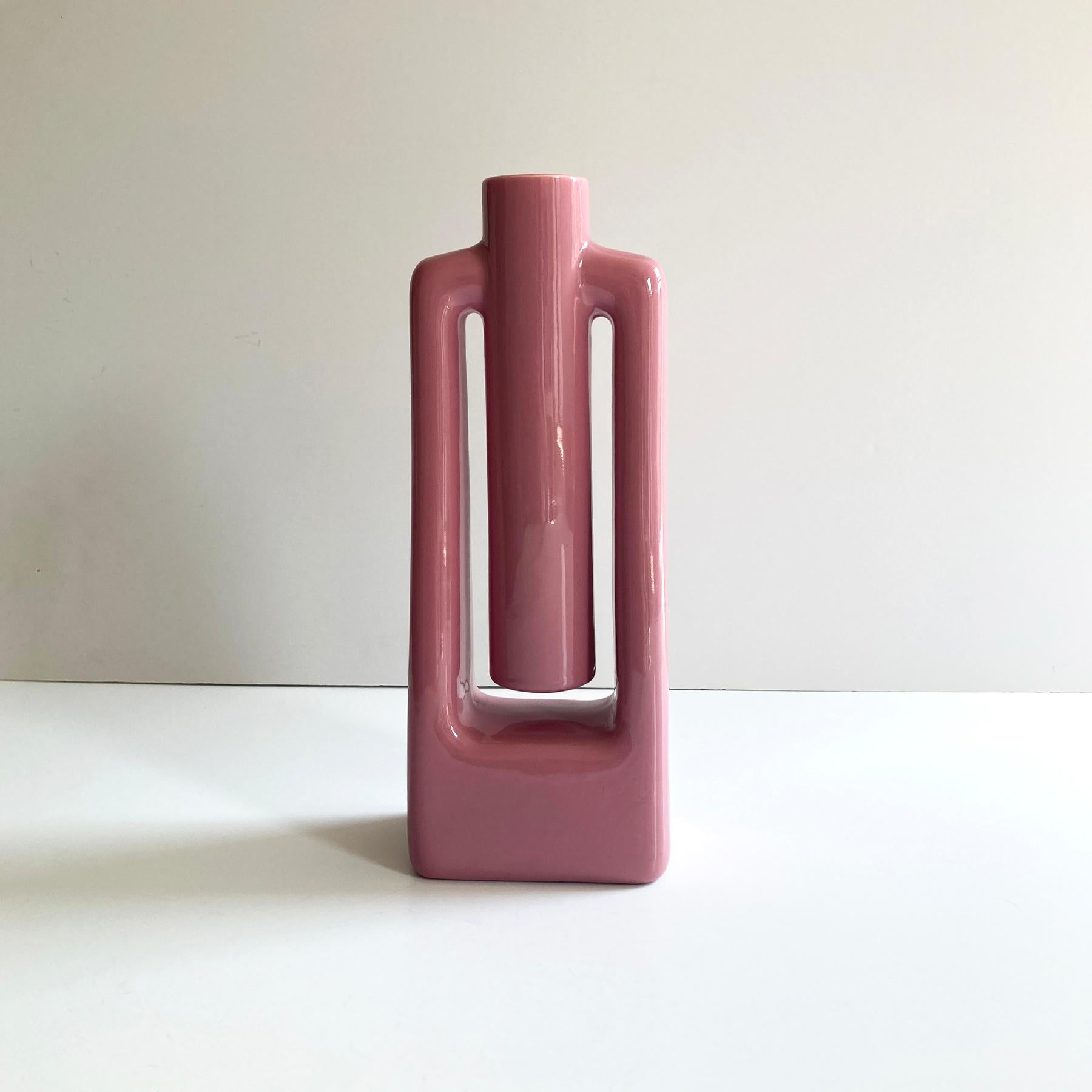 Post-Modern Haeger Mauve Pink Abstract Postmodern Vase For Sale