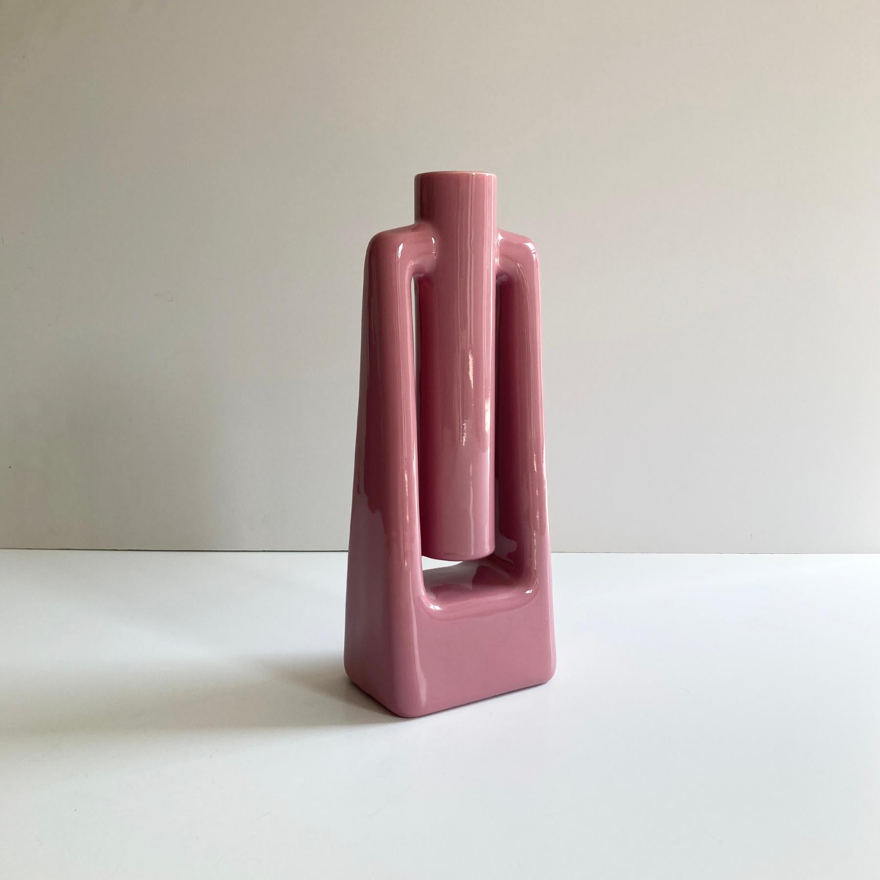 American Haeger Mauve Pink Abstract Postmodern Vase For Sale