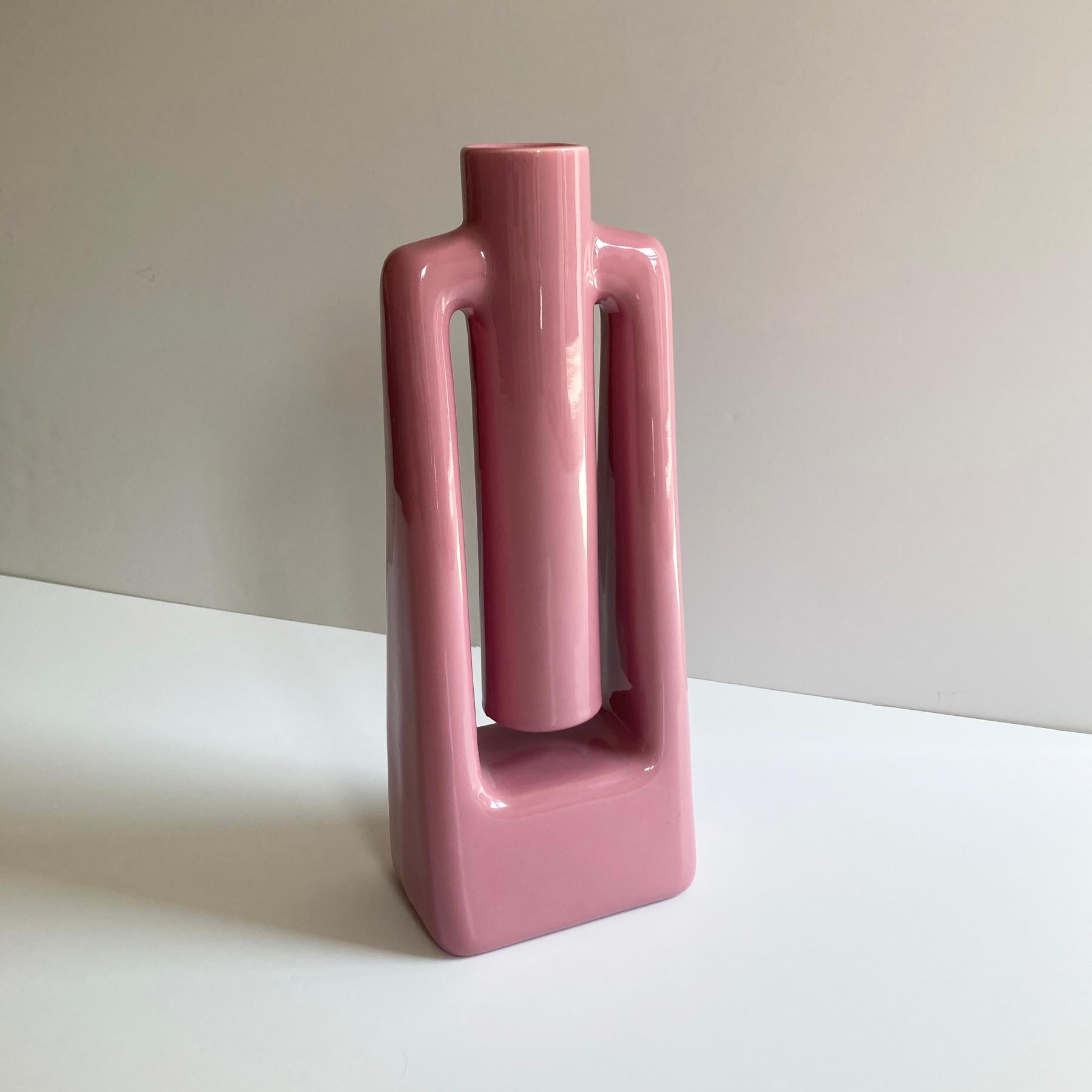 Late 20th Century Haeger Mauve Pink Abstract Postmodern Vase For Sale