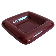 Retro Haeger Rounded Edge Burgundy Postmodern Vide Poche 