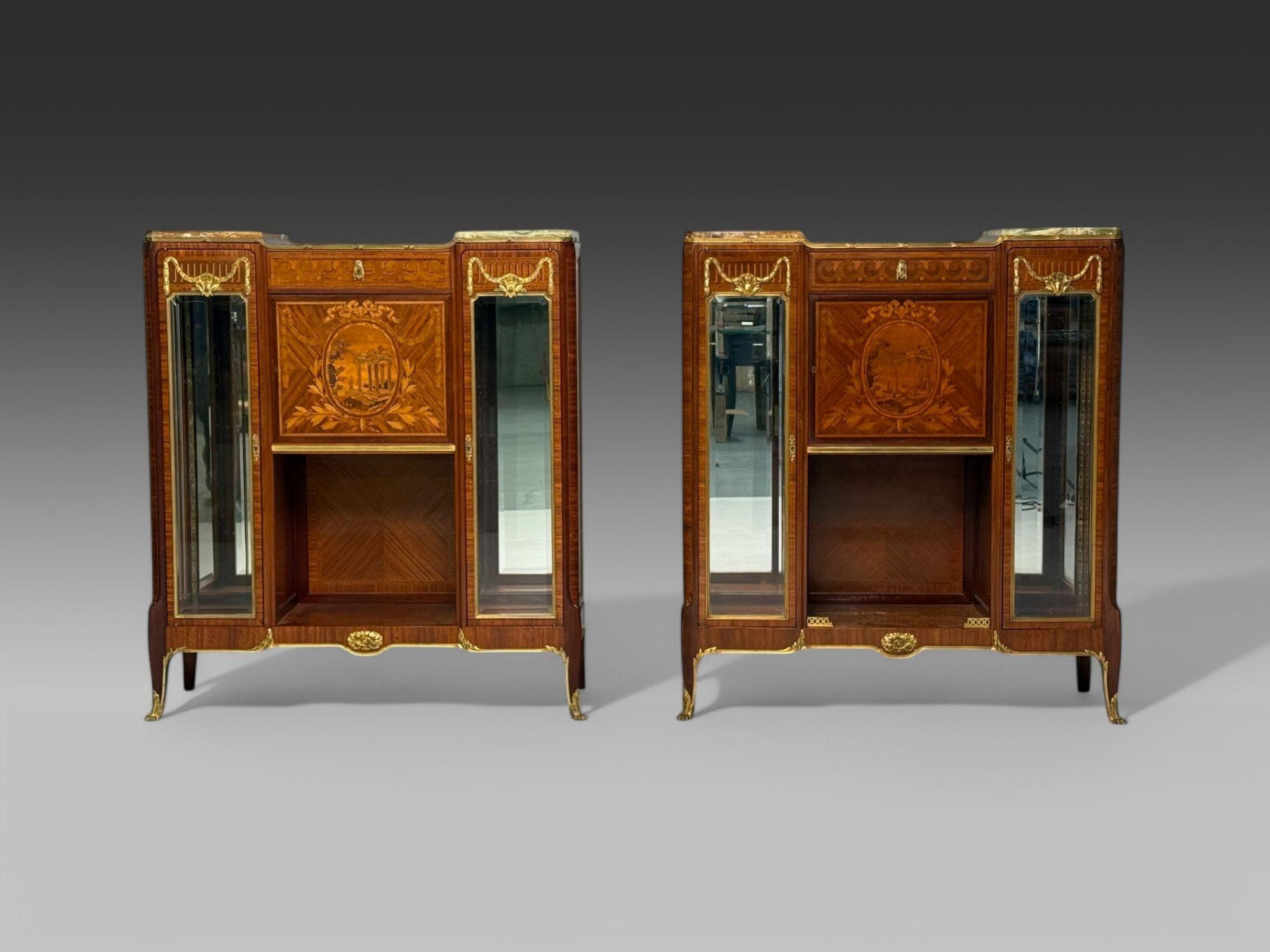 Bronzo Haentges Frères, Luigi XVI, intarsio, bronzo, vetrine, Parigi, XIX secolo. in vendita
