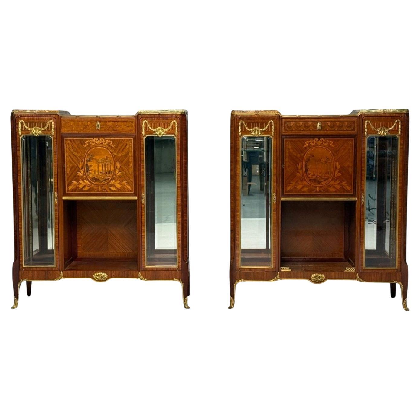 Haentges Frères, Louis XVI, marqueterie, bronze, vitrines, Paris, C.C.