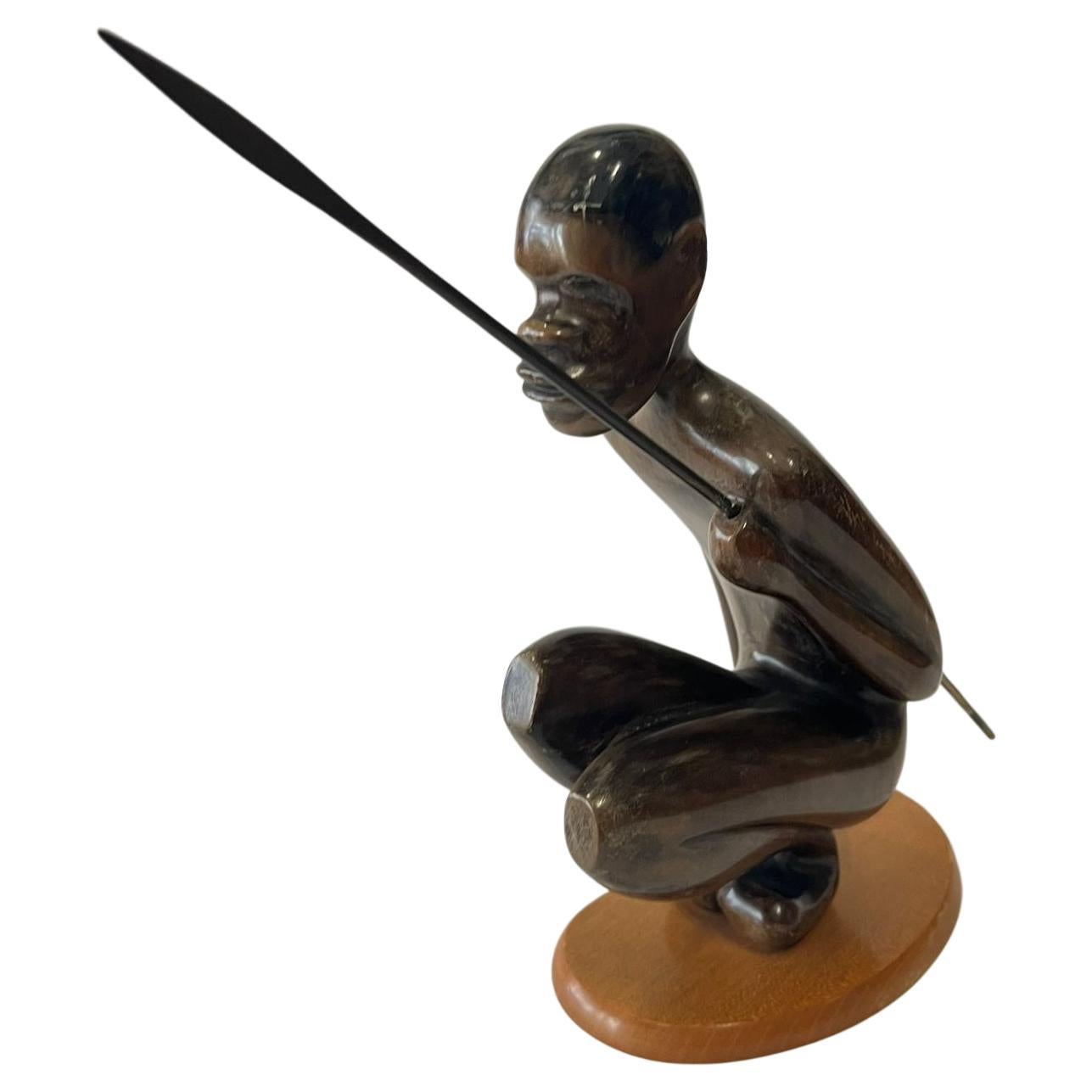 Mid-20th Century Hagenauer African with Spear, Vienna Austria 