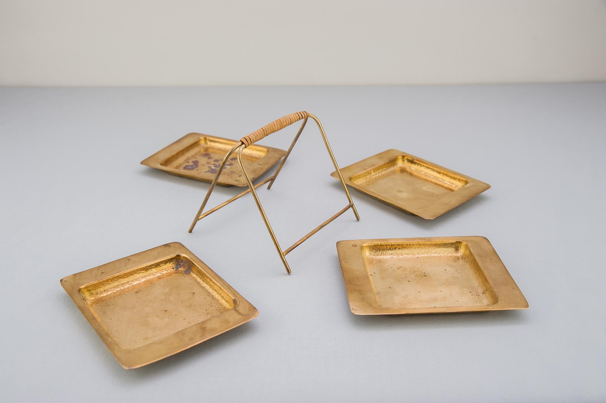 Mid-Century Modern Hagenauer Ashtrays with Stand circa 1950s 'Signed' For Sale