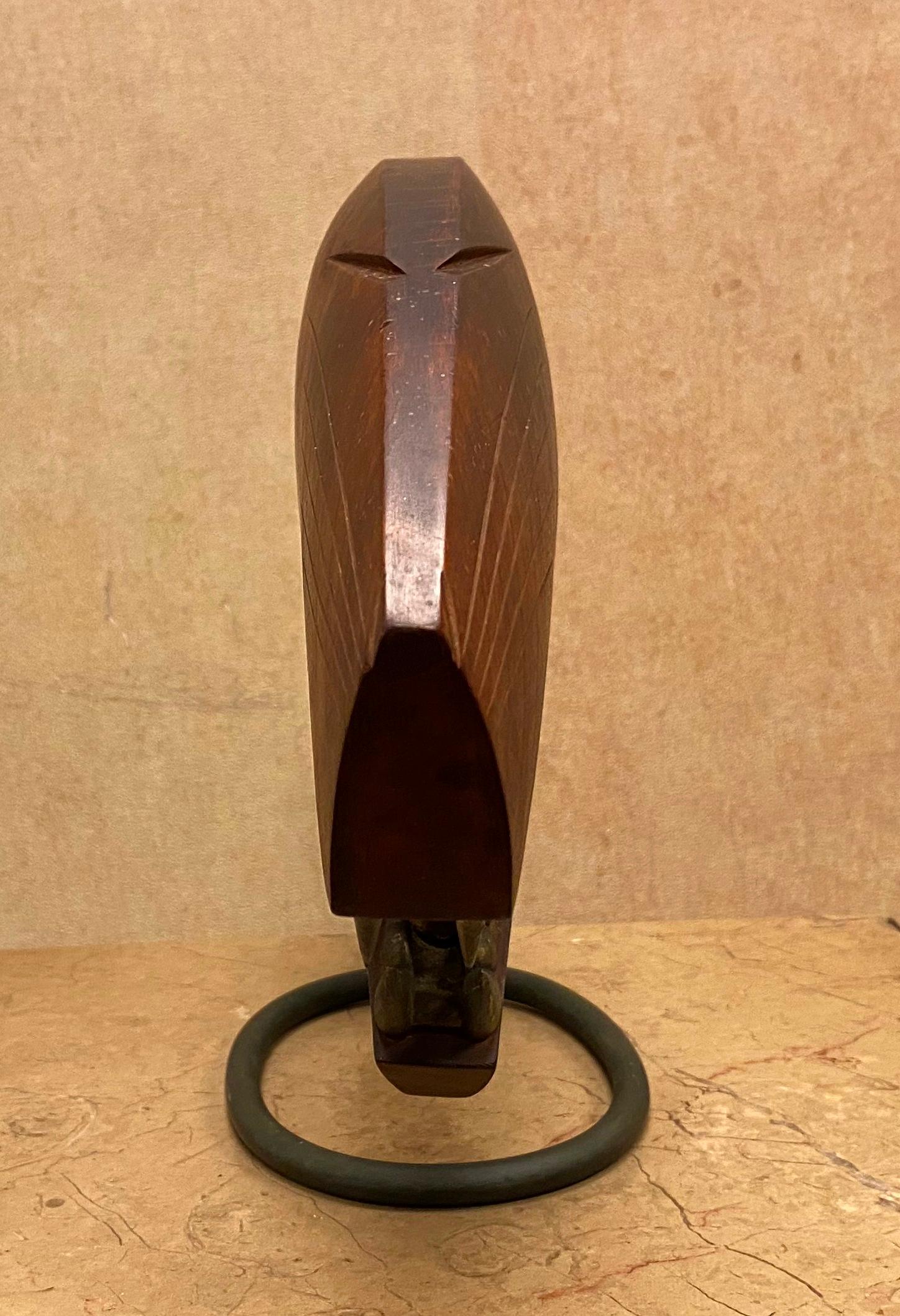 Hagenauer, österreichischer Art-déco-Schnitzer aus Holz und Bronze, Pantherkopf (Österreichisch) im Angebot