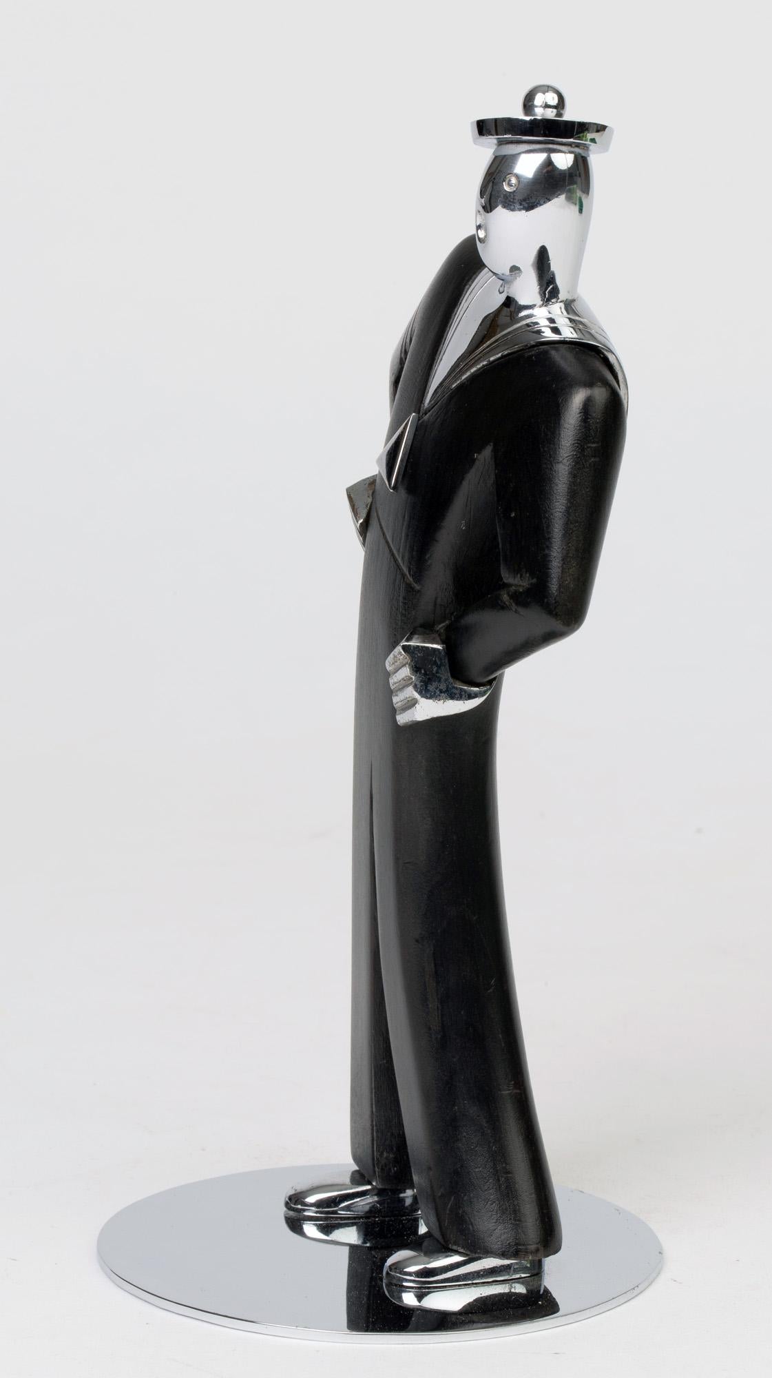 Hagenauer Austrian Art Deco Chrome and Ebonized Wood Jolly Sailor Figure 10