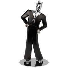 Hagenauer Austrian Art Deco Chrome and Ebonized Wood Jolly Sailor Figure