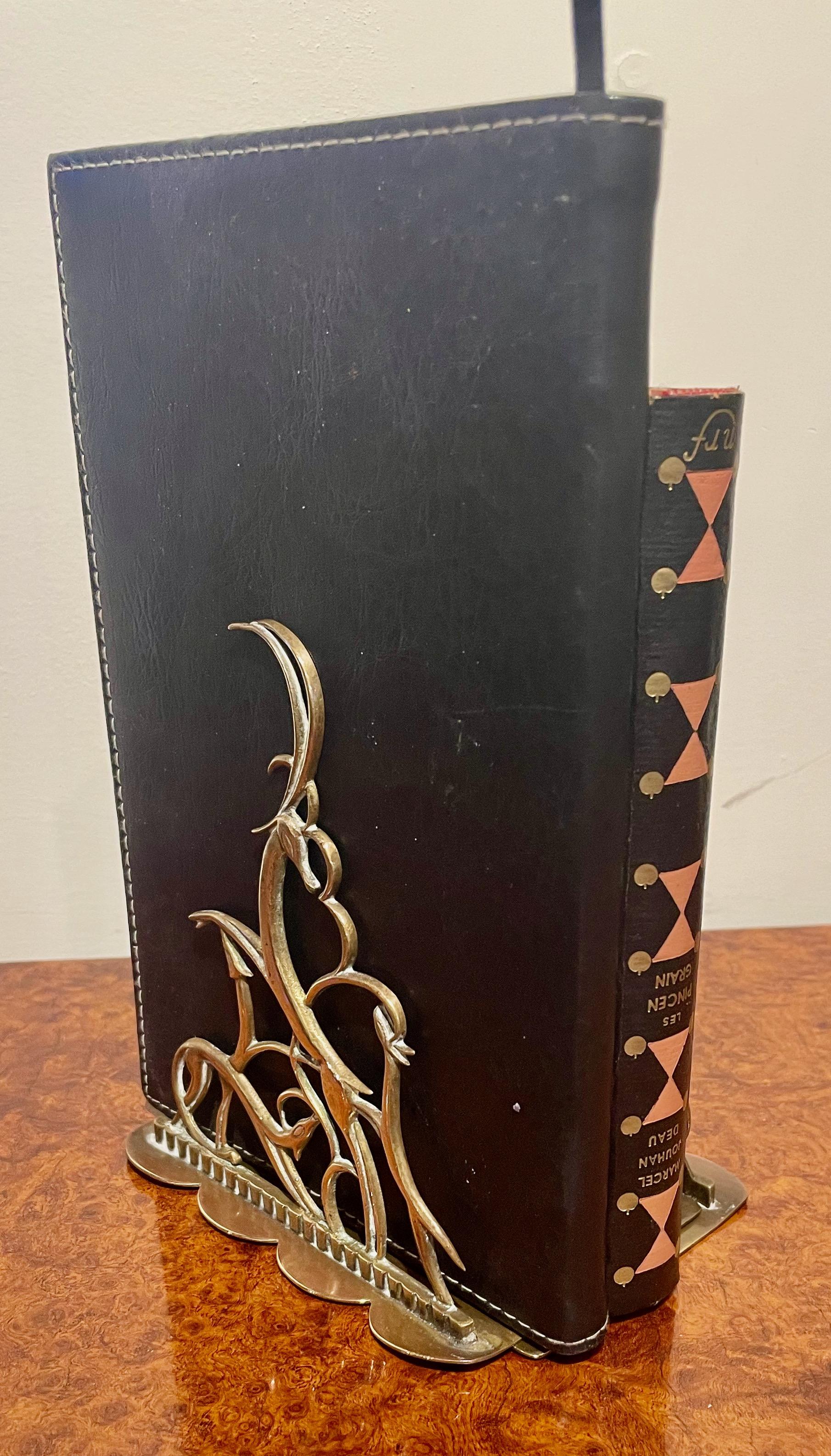 Austrian Hagenauer Bookends Pair Leaping Gazelles Wien Made in Austria For Sale