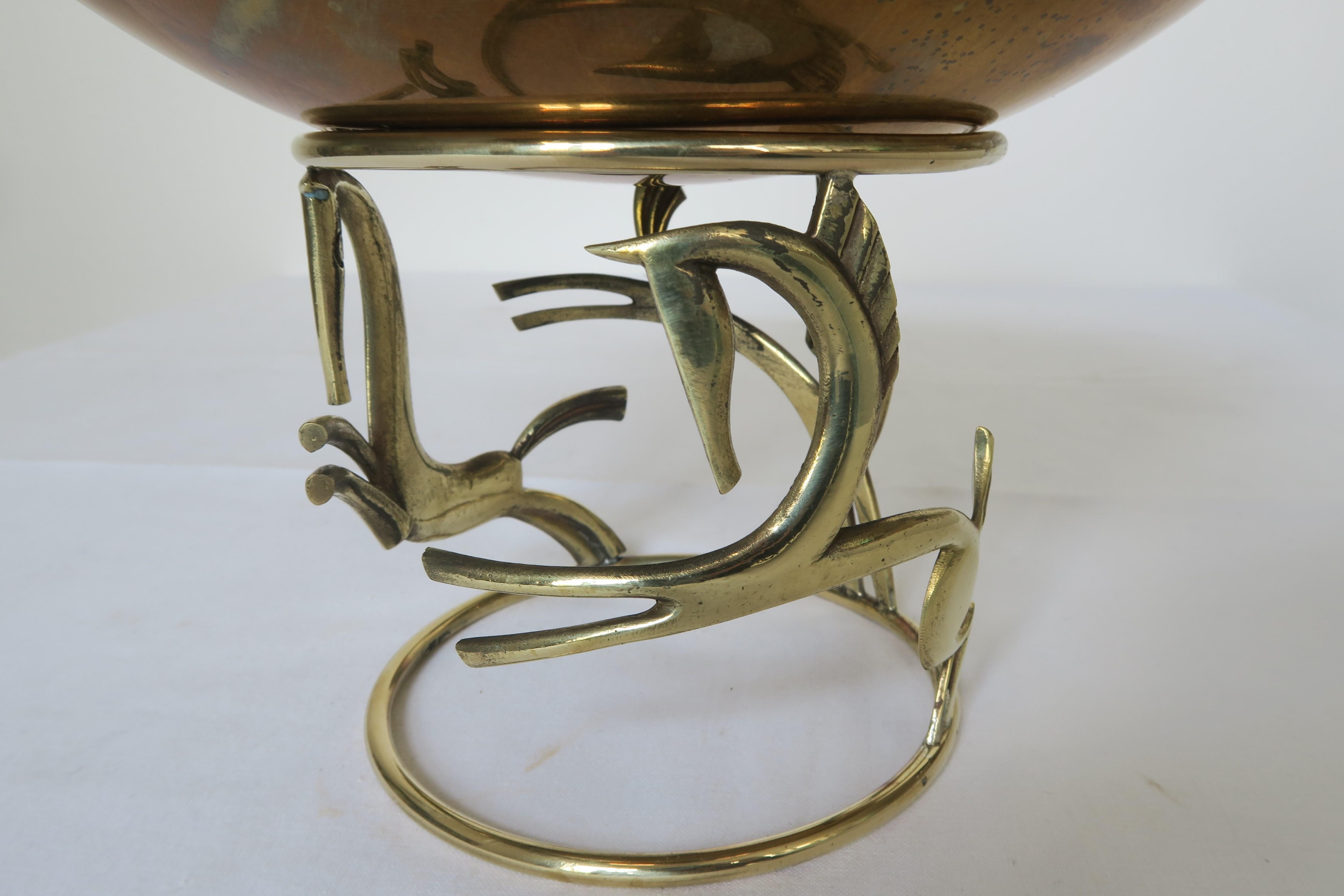 Art Nouveau Hagenauer Brass Bowl with Horse Ornaments For Sale