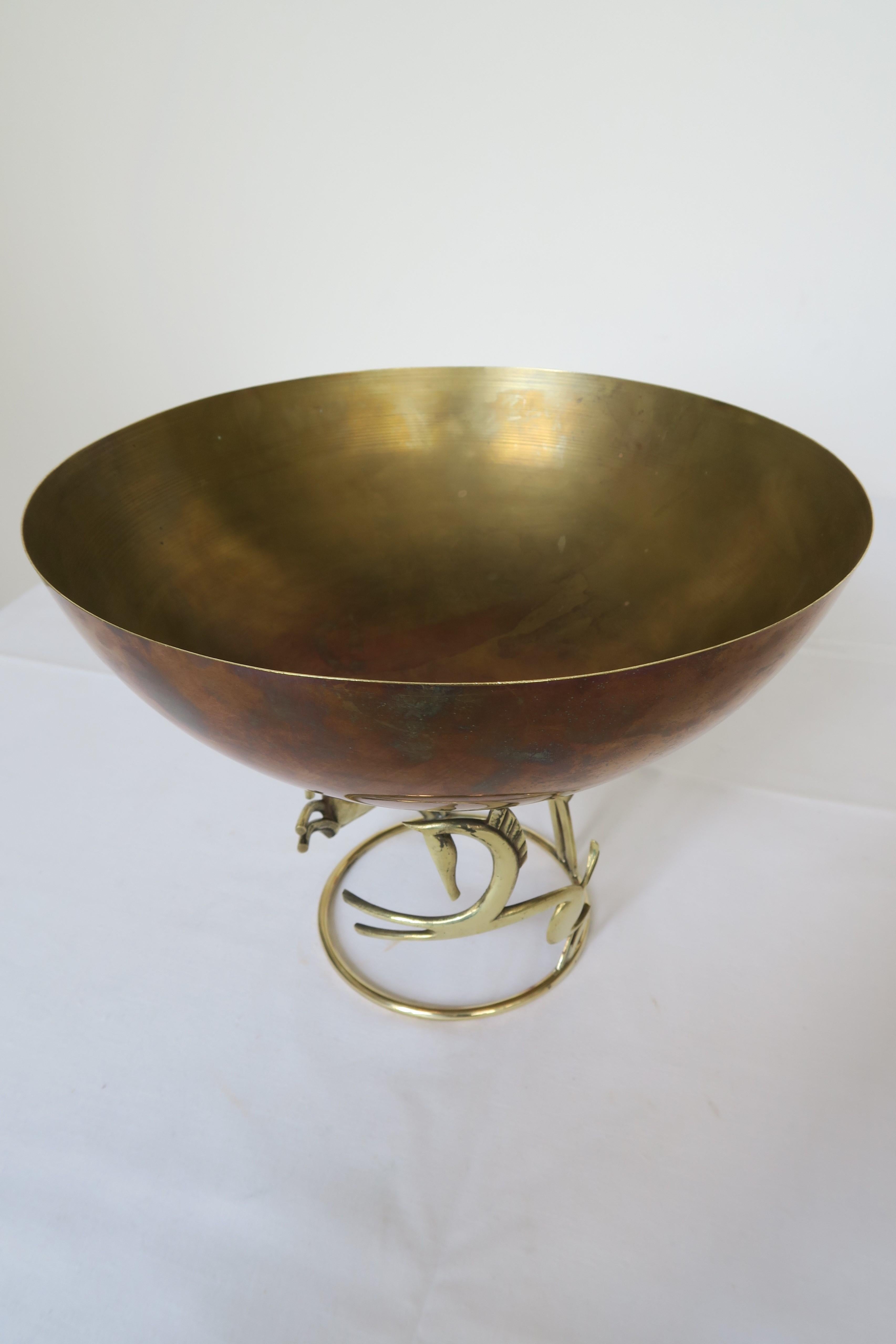 Austrian Hagenauer Brass Bowl with Horse Ornaments For Sale