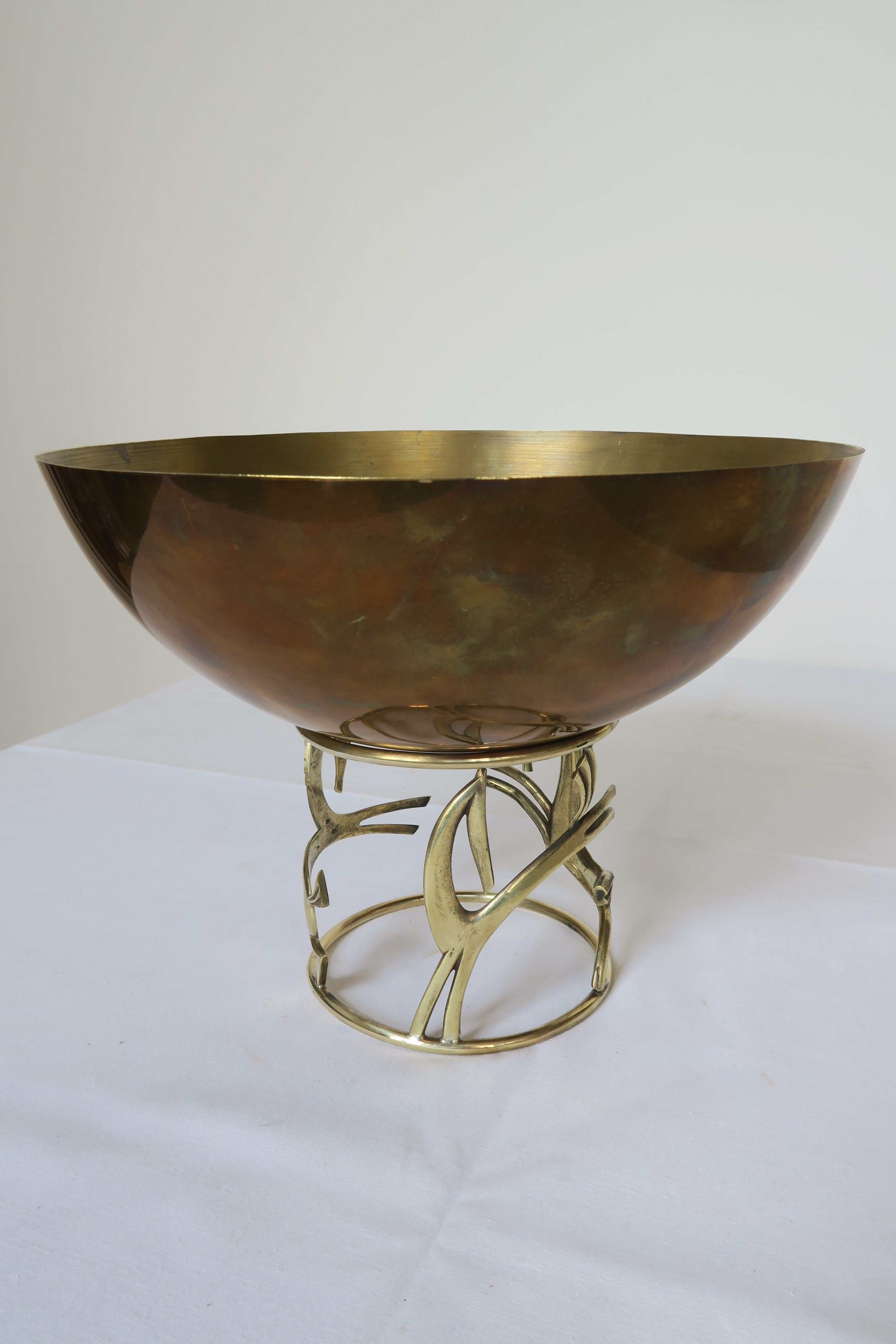 Hand-Crafted Hagenauer Brass Bowl with Horse Ornaments For Sale