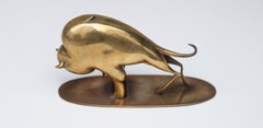 Hagenauer Brass Bull Paperweight Model 1019 Signed