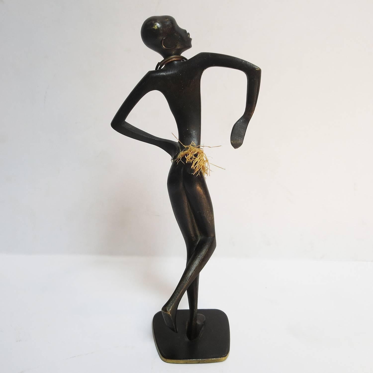 Austrian Hagenauer Bronze Sculpture Art Deco Dancing African Woman
