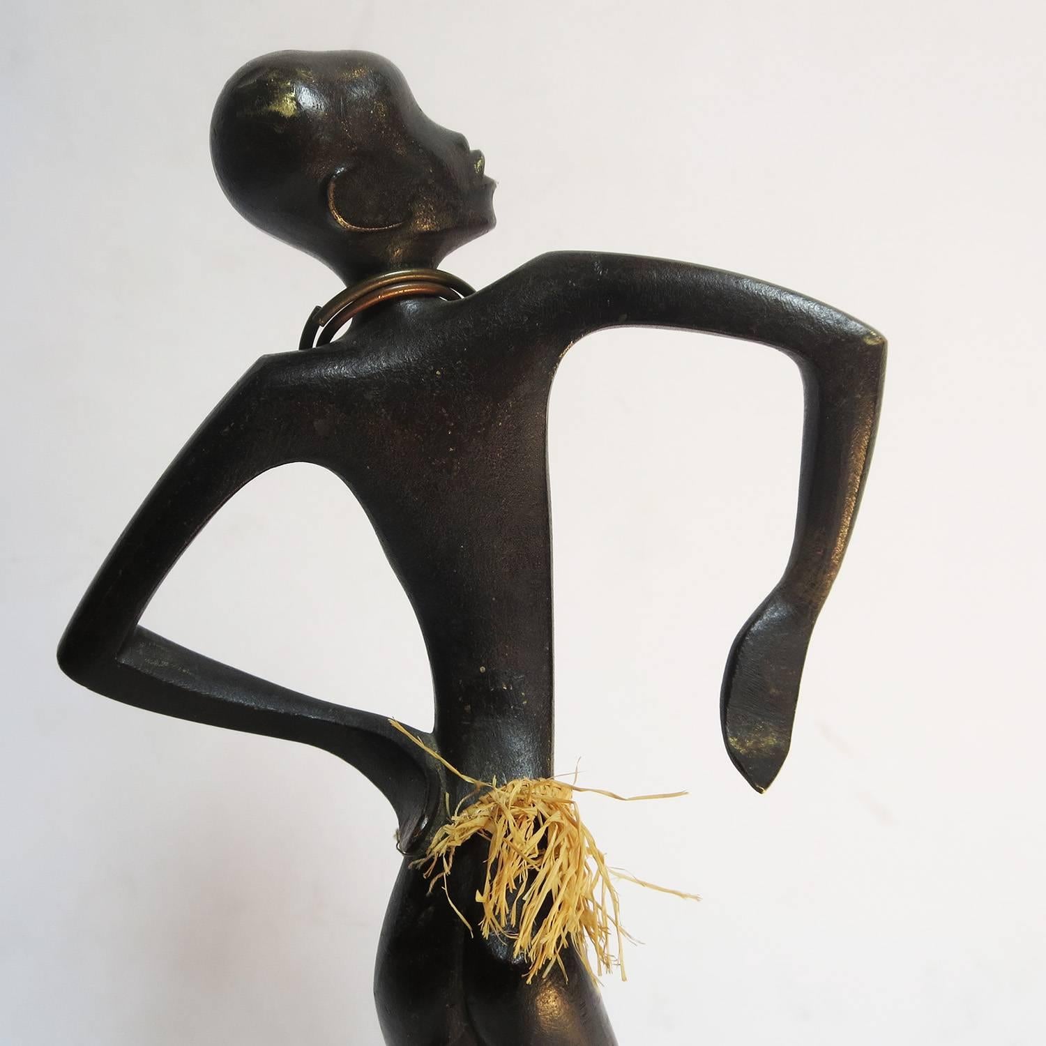 Cast Hagenauer Bronze Sculpture Art Deco Dancing African Woman