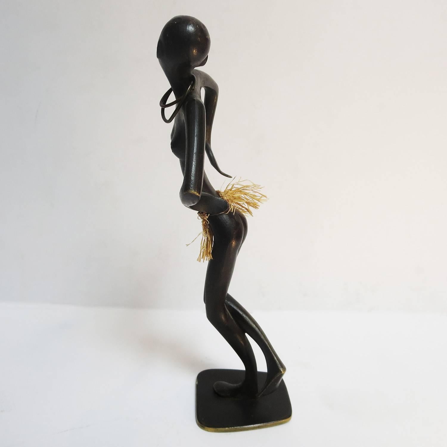Hagenauer Bronze Sculpture Art Deco Dancing African Woman In Excellent Condition In North Hollywood, CA
