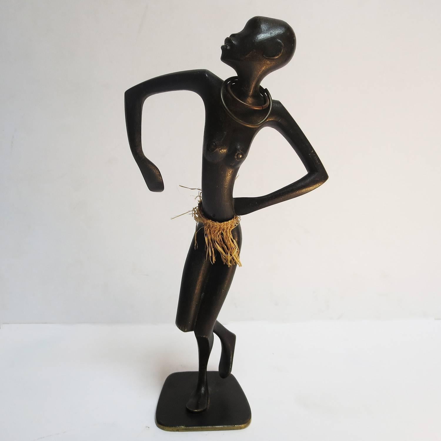 Mid-20th Century Hagenauer Bronze Sculpture Art Deco Dancing African Woman