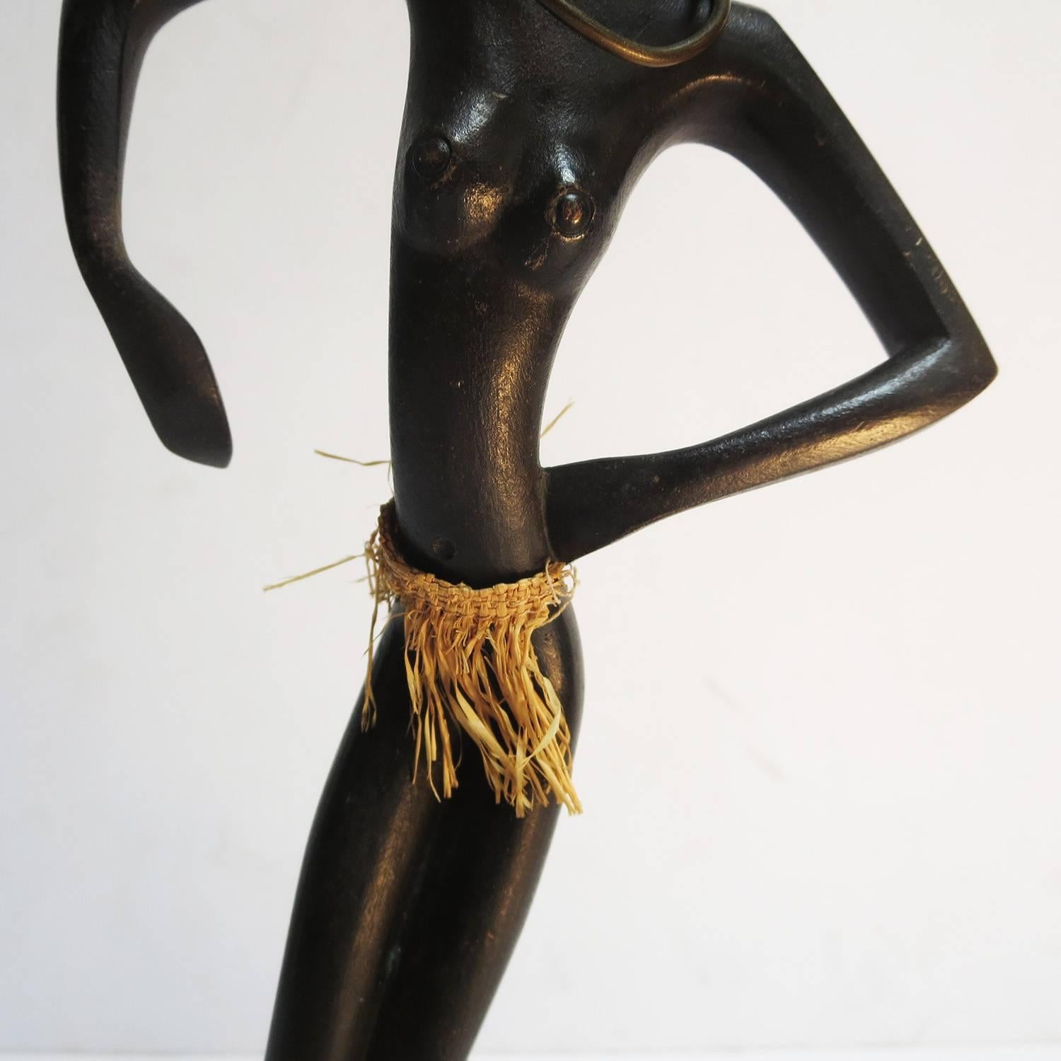 Hagenauer Bronze Sculpture Art Deco Dancing African Woman 1