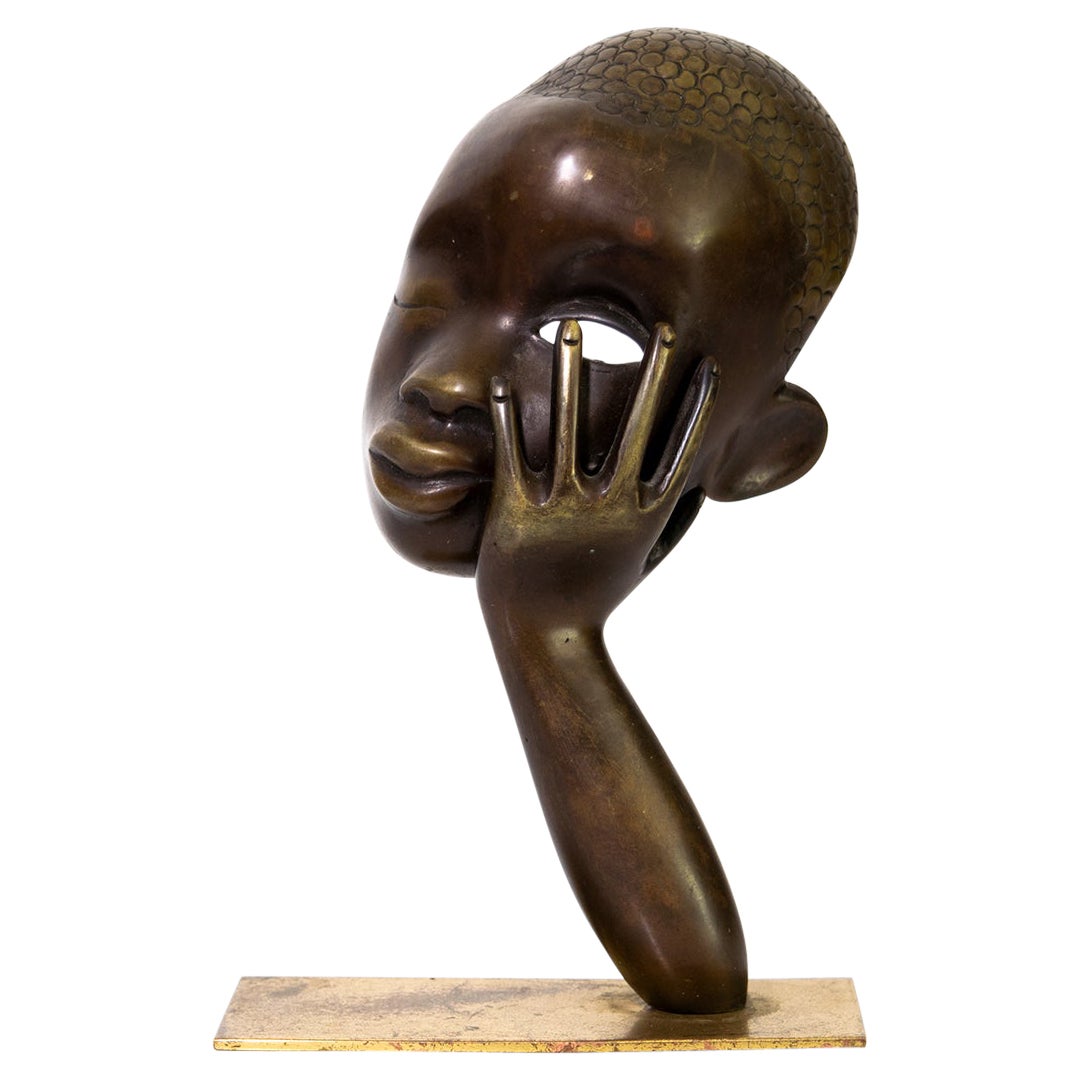 Hagenauer Bronze Sculpture of a Female Face with Arm and Hand Vienna, Austria