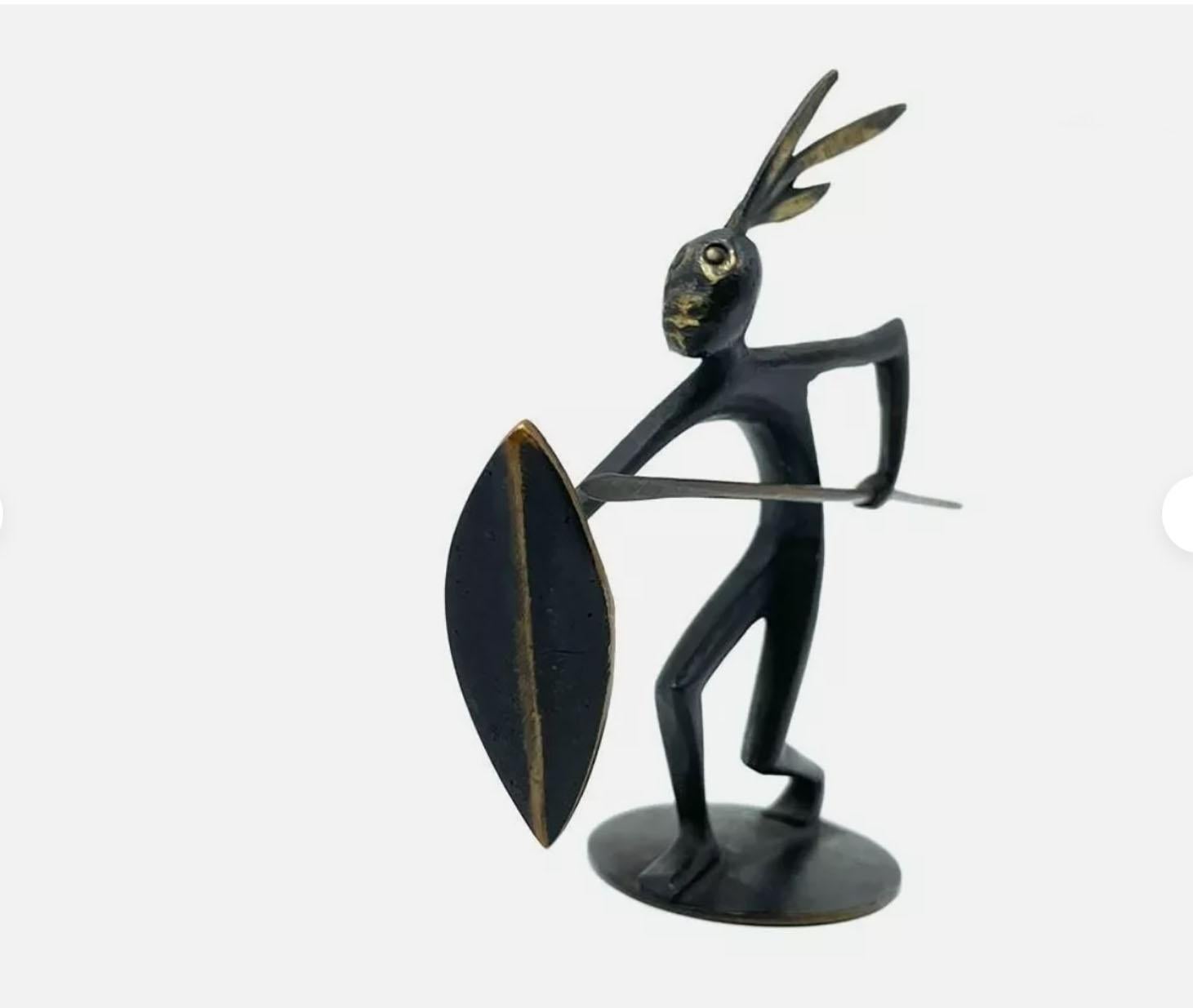 Hagenauer Bronce Werkstatte Hagenauer Bronce Guerrero Escultura Art Decó Austríaco en venta
