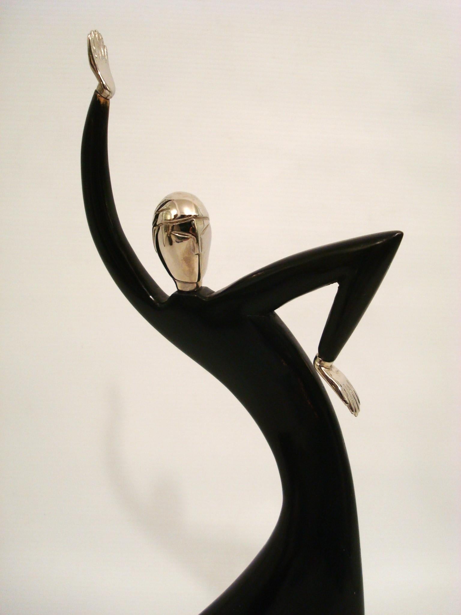 Art Déco Scultura in bronzo e legno Hagenauer Danzatrice Wiener Werkstatte, Josephine Baker in vendita