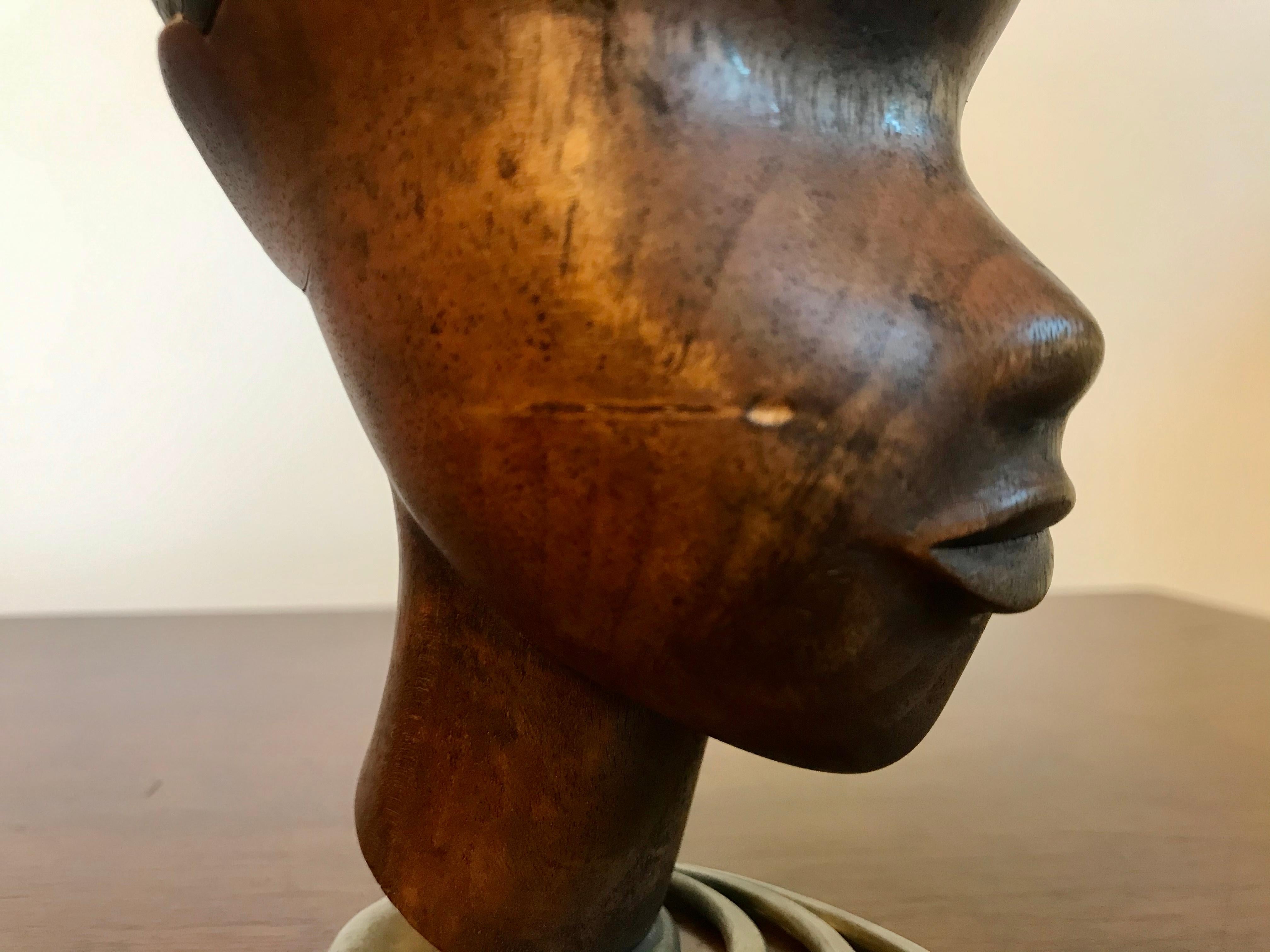Hagenauer Carved Wood African Head Sculpture, 20th Century 3