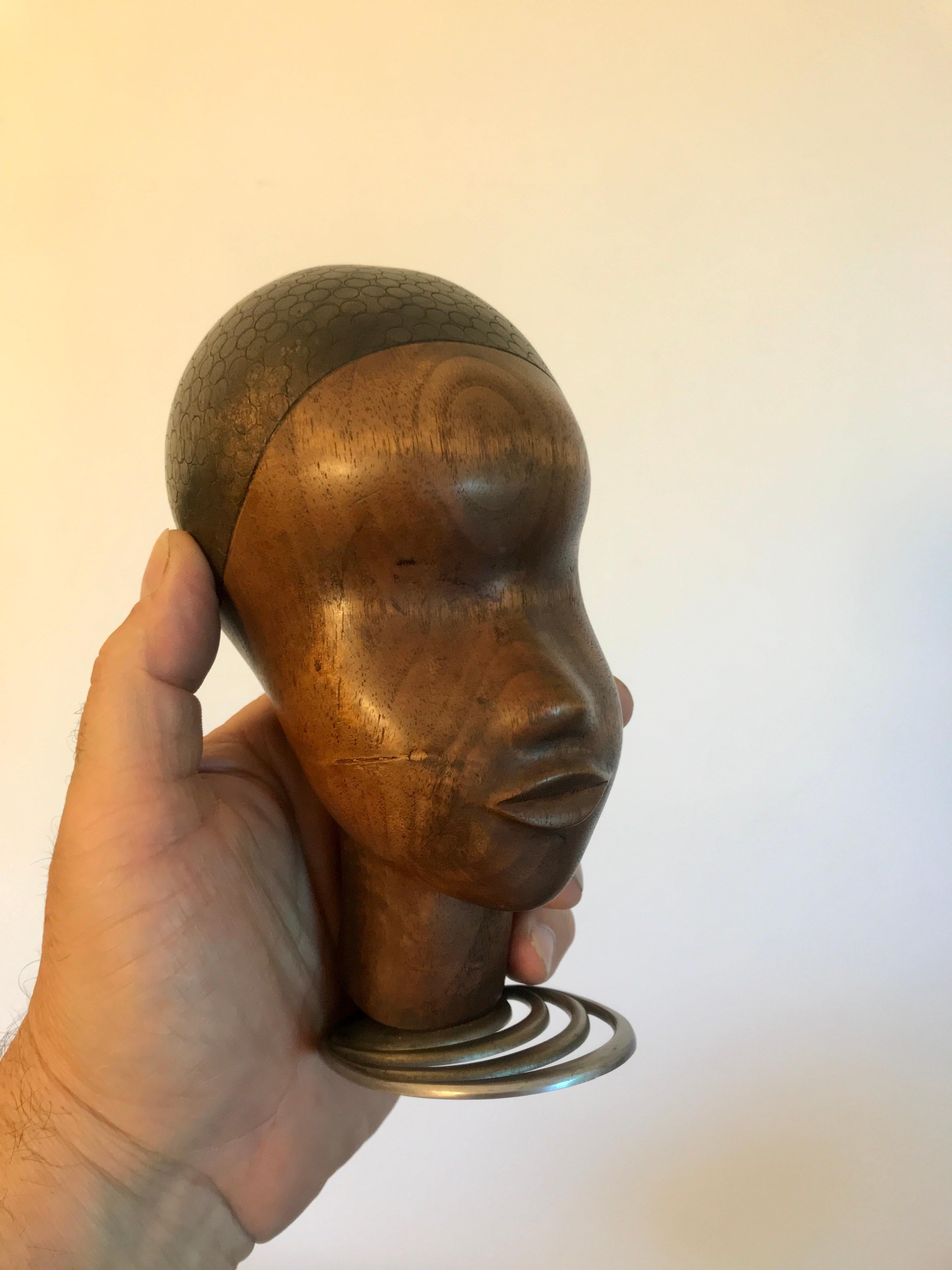 Hagenauer Carved Wood African Head Sculpture, 20th Century 4