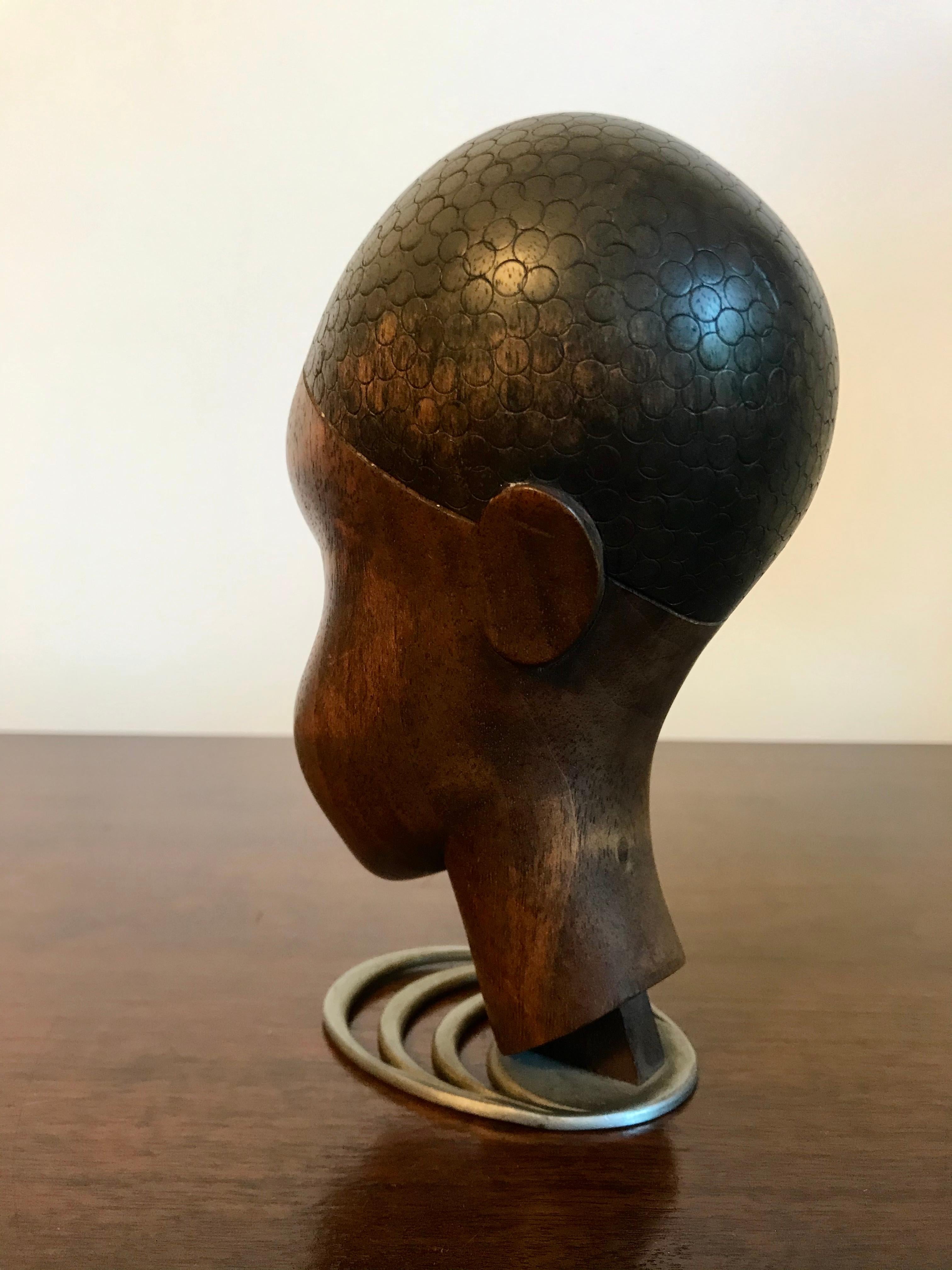 Hagenauer Carved Wood African Head Sculpture, 20th Century 5