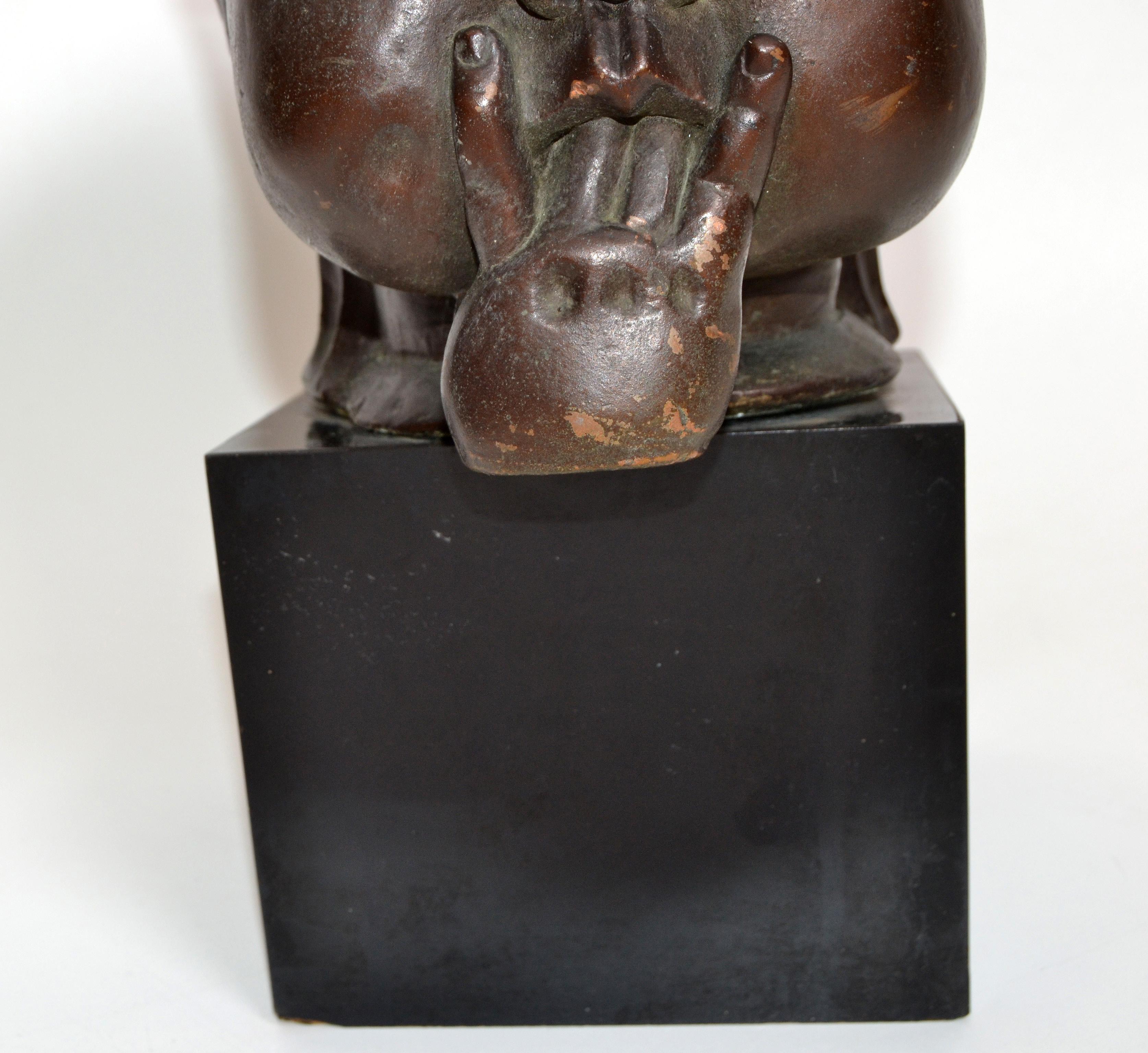 Hagenauer Manner Patina Bronze & Wood Bust, Child Head Sculpture Sucking Fingers For Sale 1