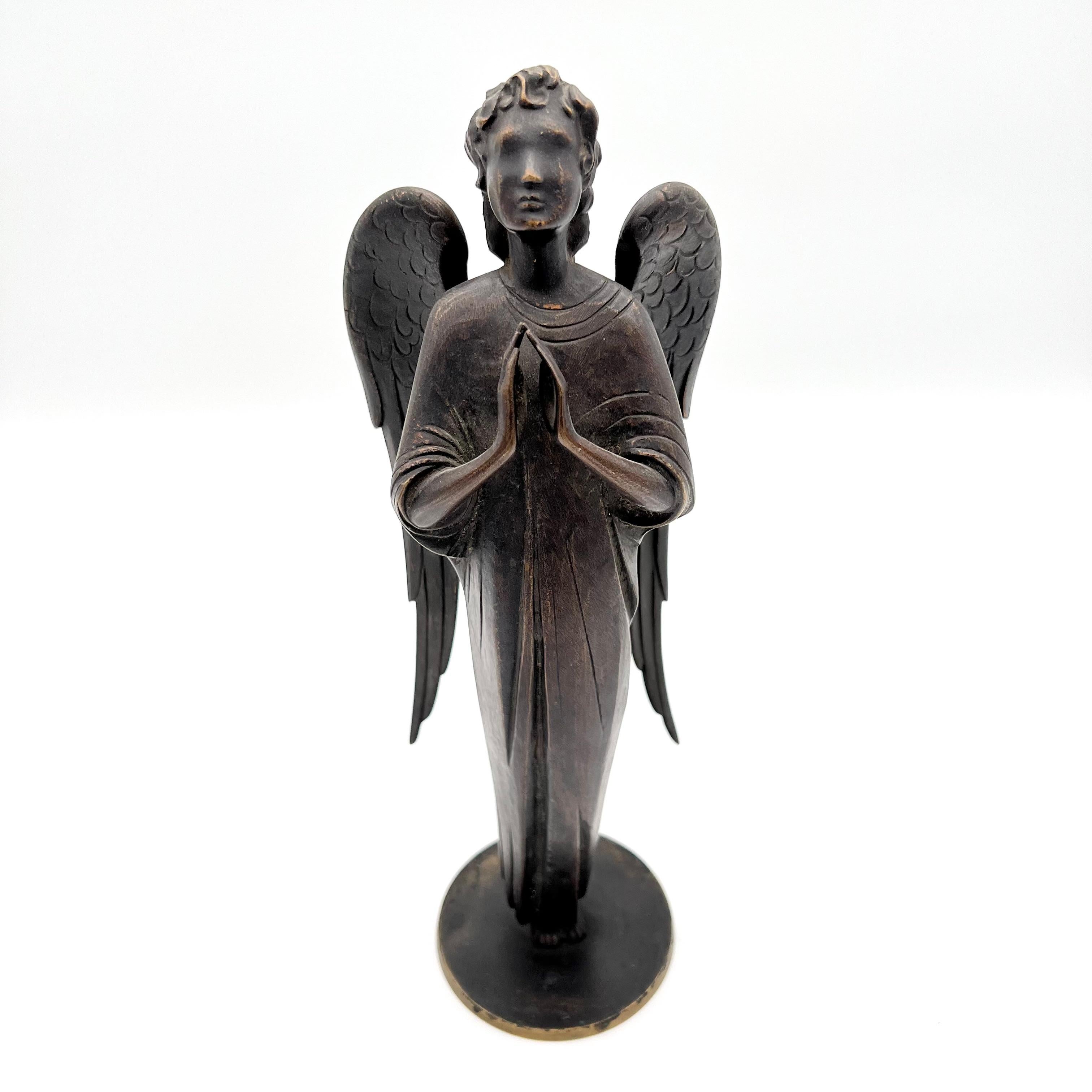 Heavy solid bronze angel figure by Hagenauer 1930/50.
 