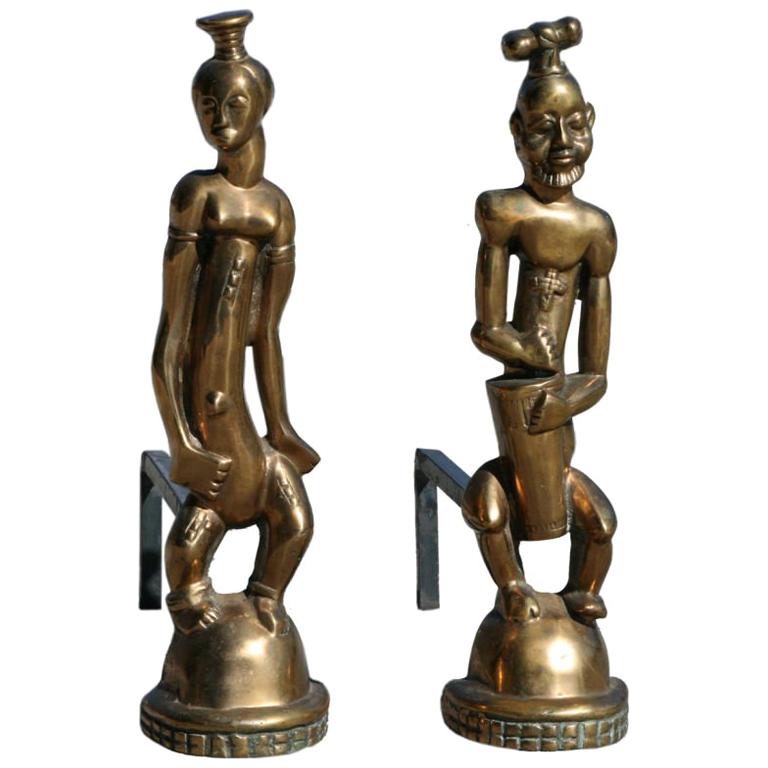 Fers à repasser nubians en bronze de style Hagenauer en vente