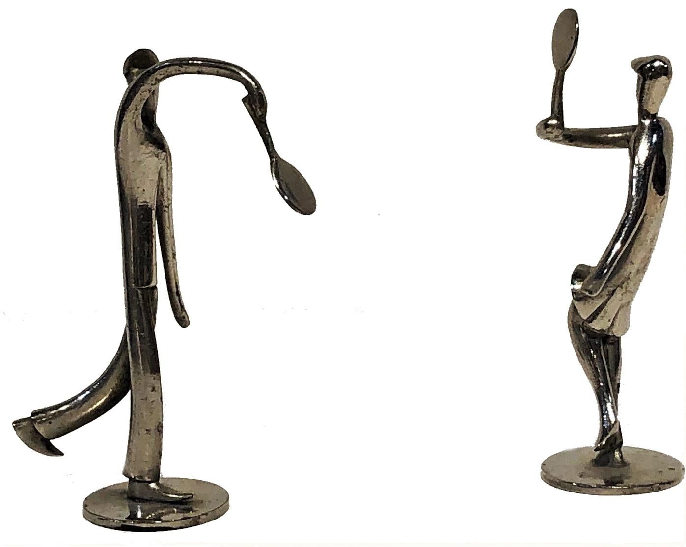 Early 20th Century Hagenauer, Tennis Players, A Pair of Art Deco Miniature Sculptures, ca. 1920's For Sale