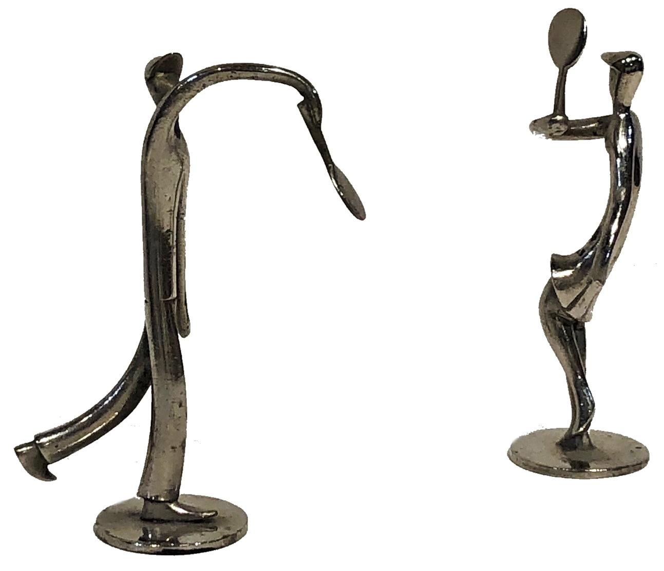 Hagenauer, Tennisspieler, Ein Paar Miniatur-Skulpturen im Art-Deco-Stil, ca. 1920er Jahre (Frühes 20. Jahrhundert) im Angebot