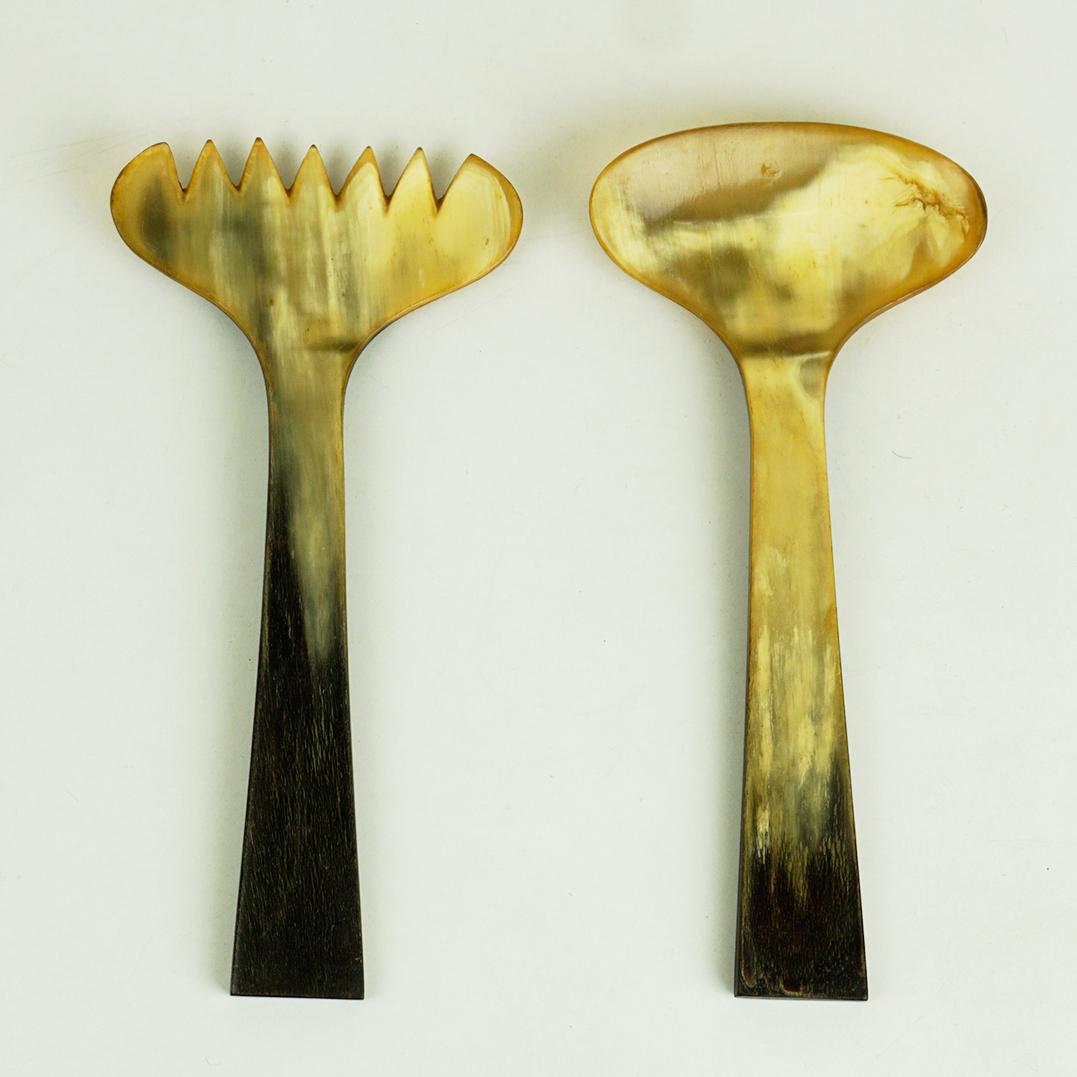 Midcentury Modern Horn Salad Servers by Werkstätte Hagenauer
